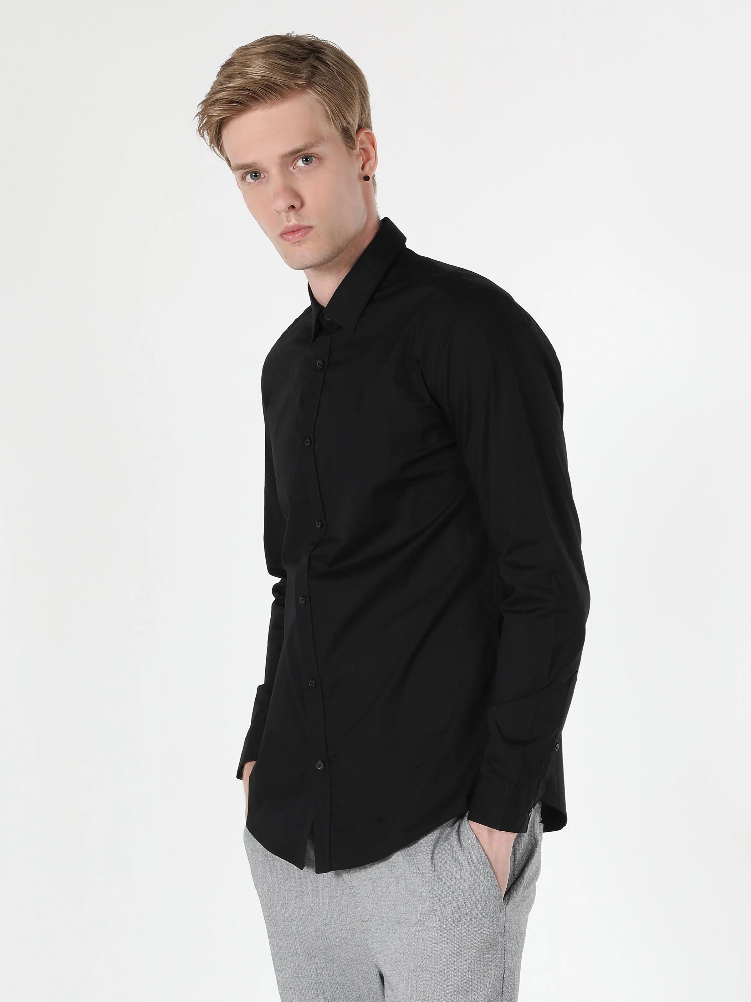 DOKUMA ÜST ERKEK UZUN KOL GÖMLEK Super Slim Fit