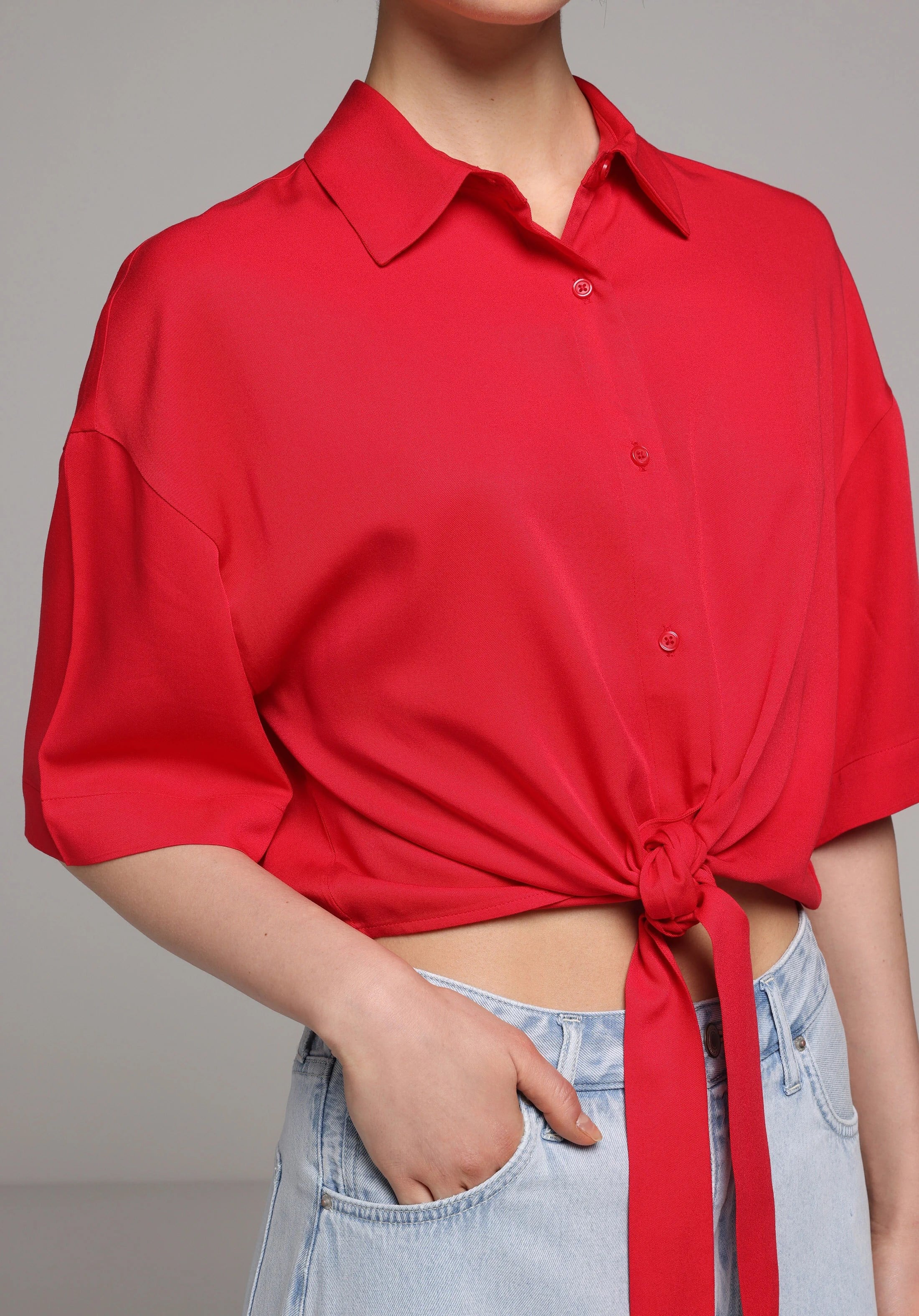 DOKUMA ÜST KADIN KISA KOL GÖMLEK Fashion Fit