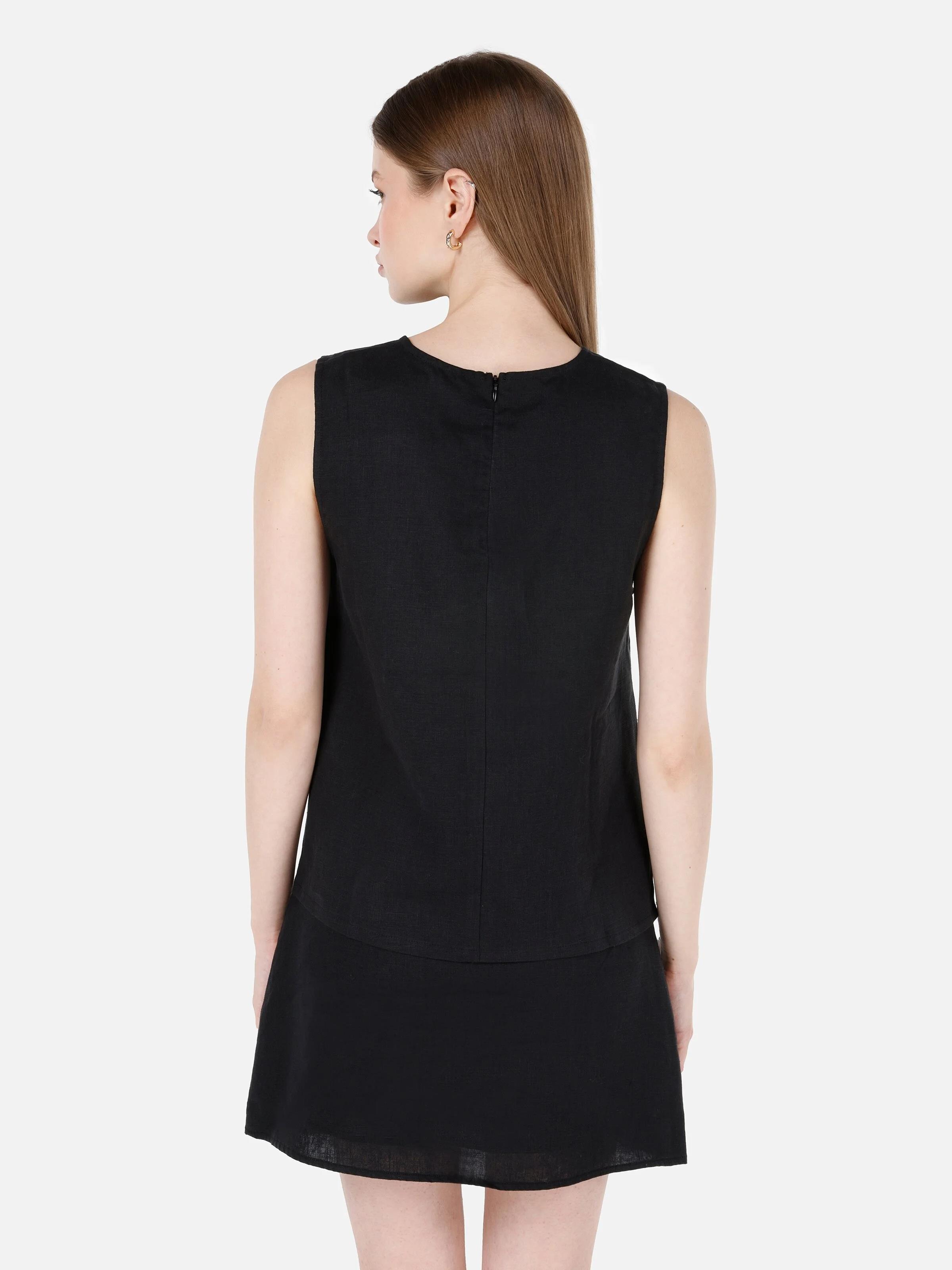 DOKUMA ÜST KADIN KISA KOL GÖMLEK Slim Fit