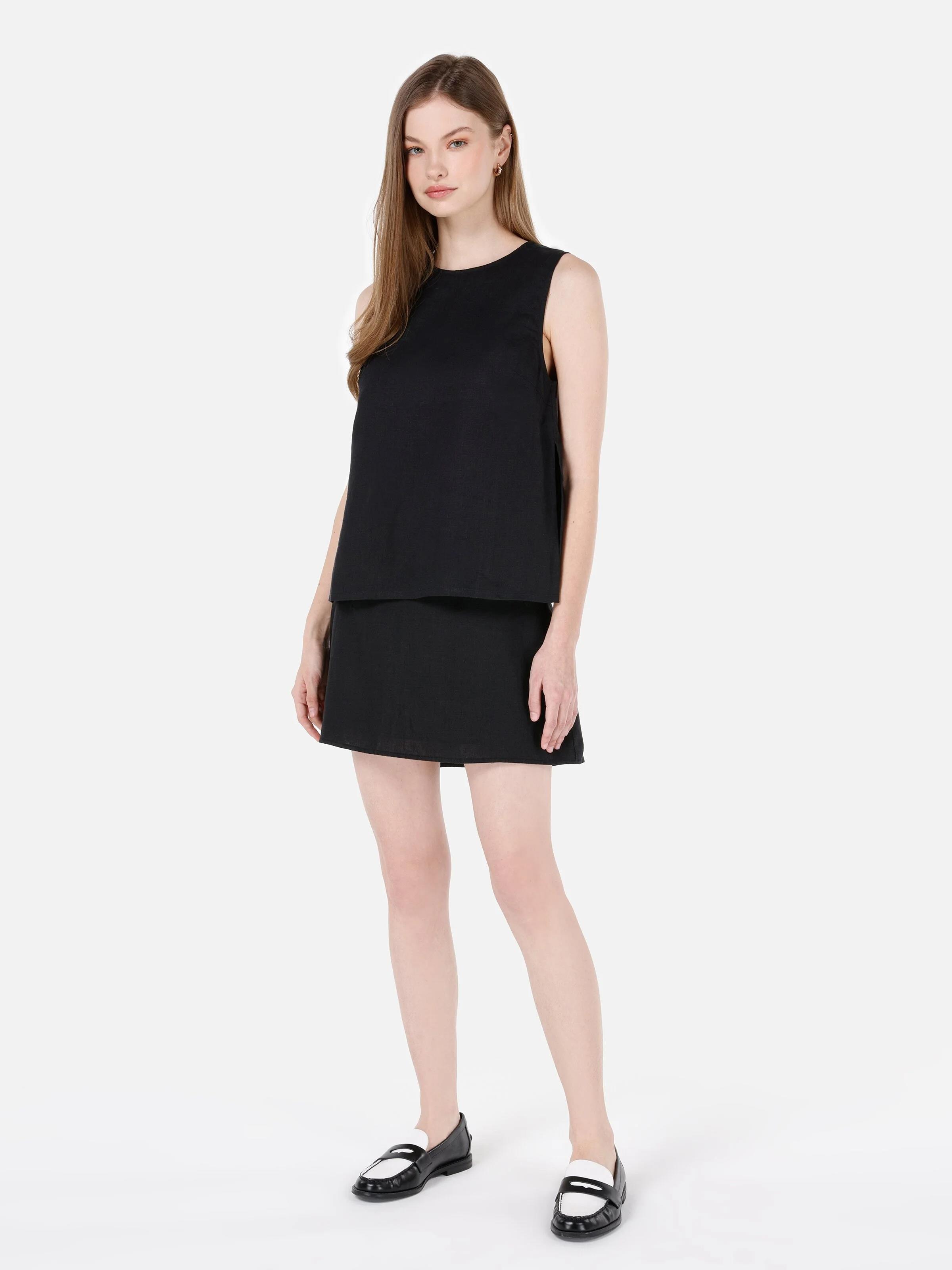 DOKUMA ÜST KADIN KISA KOL GÖMLEK Slim Fit