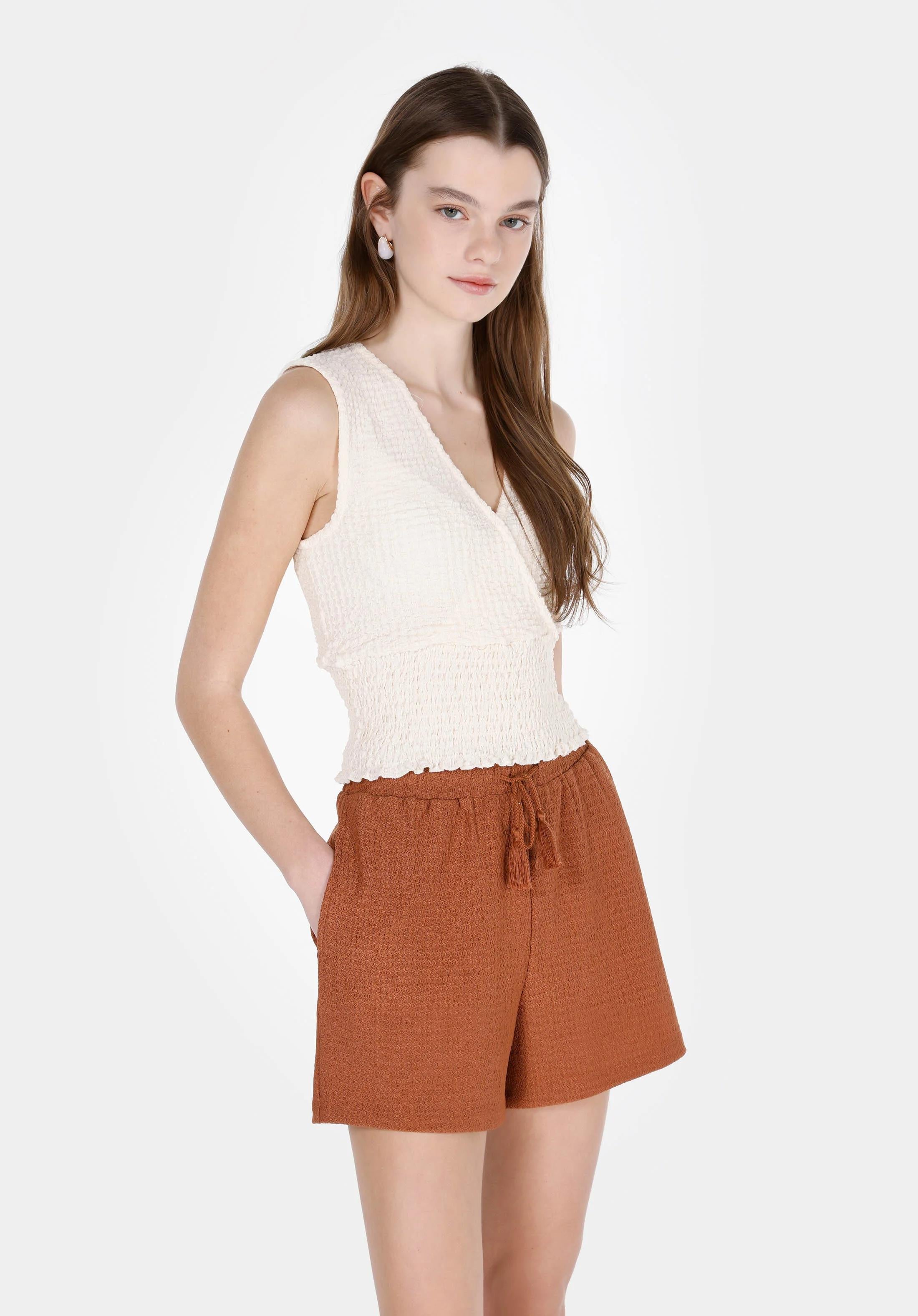 ÖRME KADIN KISA KOL BLUZ Slim Fit