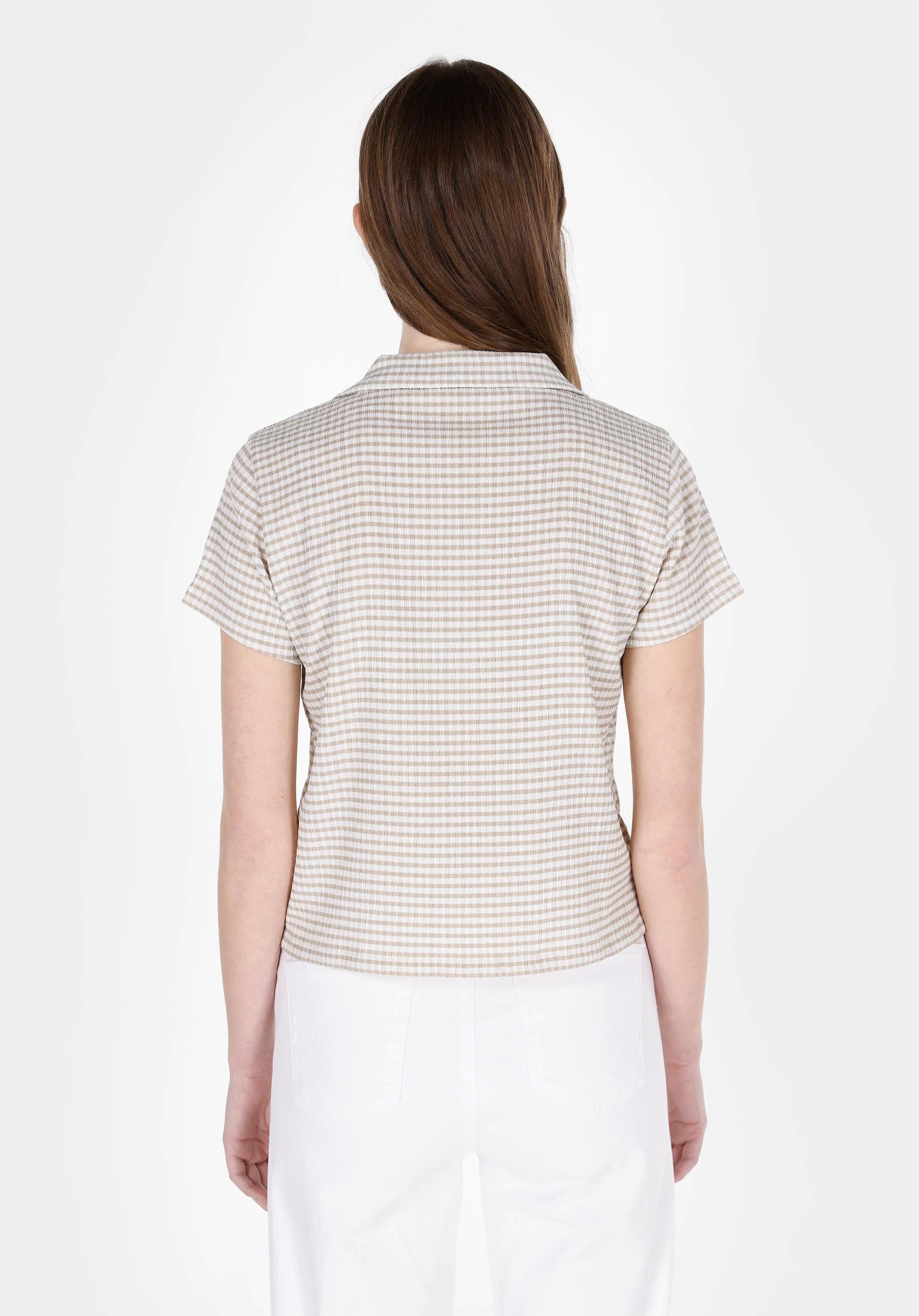 ÖRME KADIN KISA KOL GÖMLEK Slim Fit