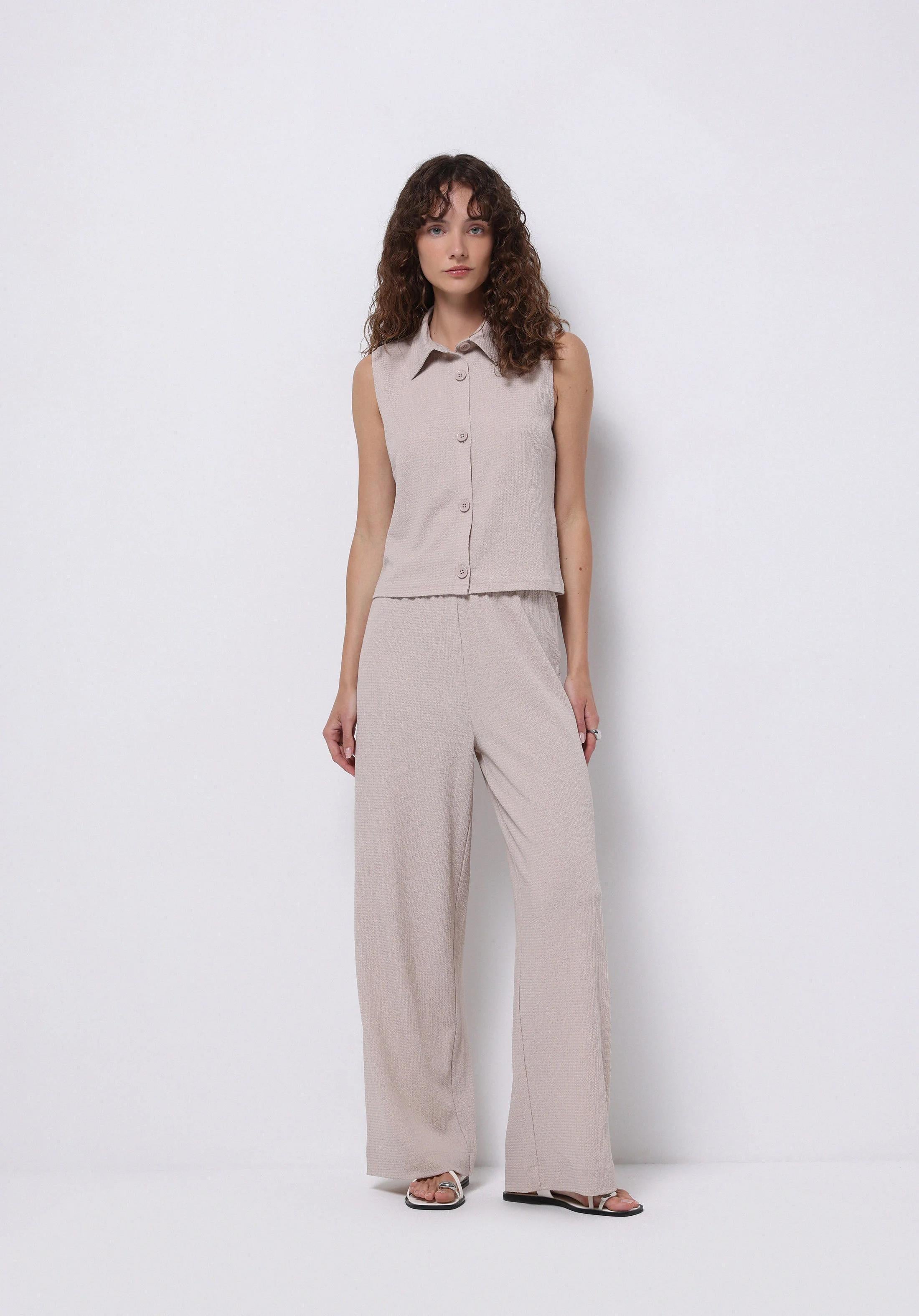 ÖRME KADIN KISA KOL GÖMLEK Slim Fit