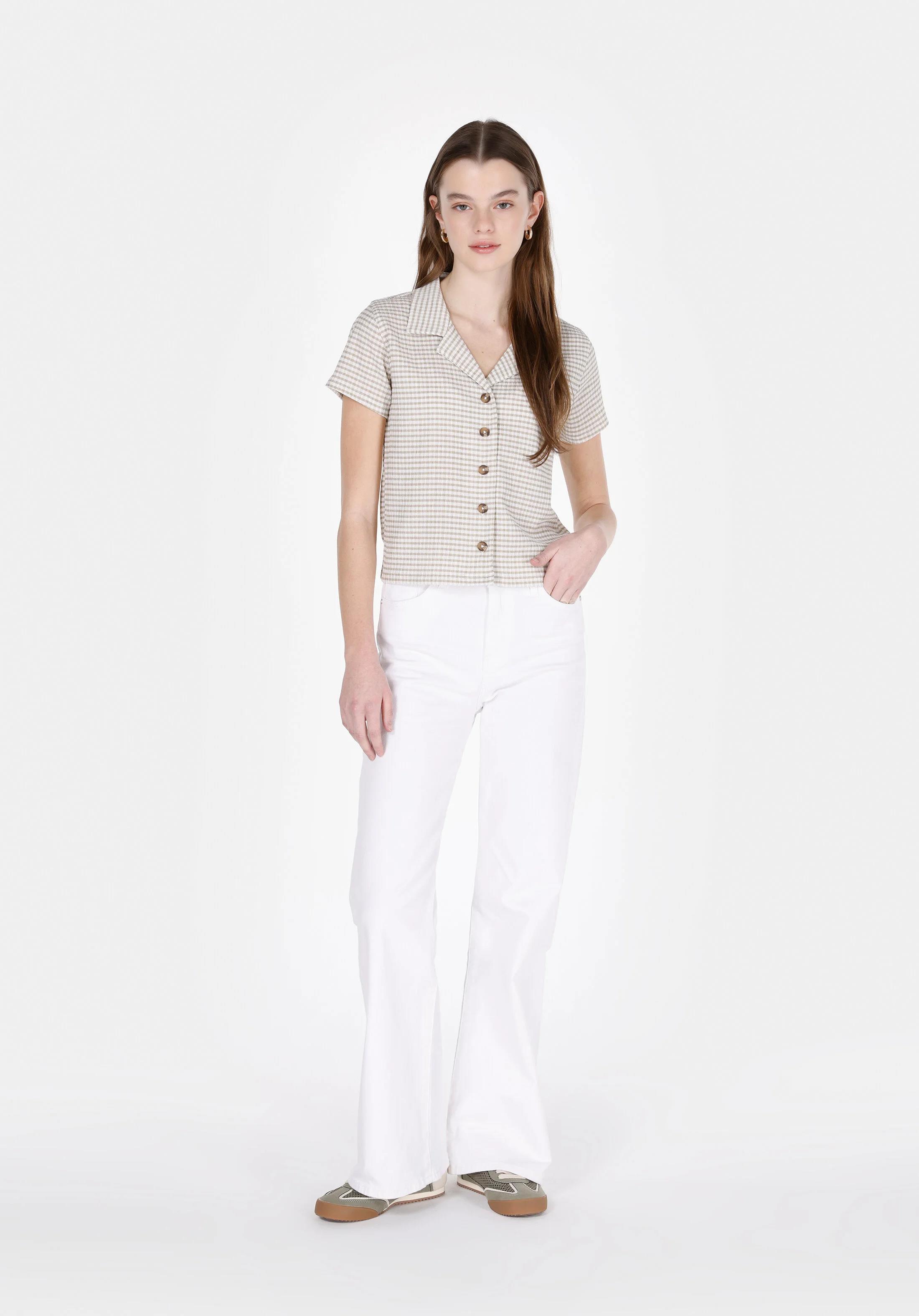 ÖRME KADIN KISA KOL GÖMLEK Slim Fit