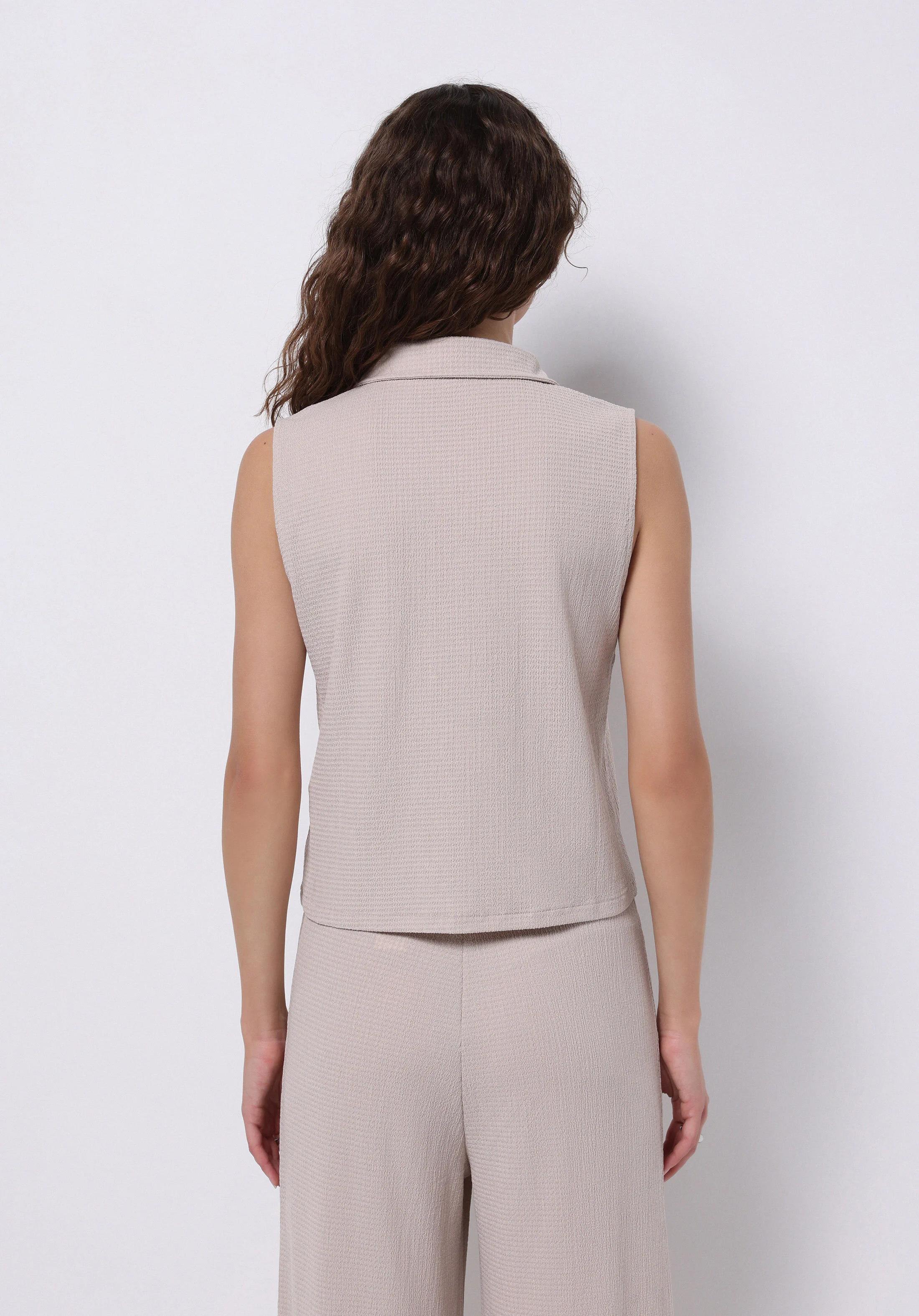 ÖRME KADIN KISA KOL GÖMLEK Slim Fit