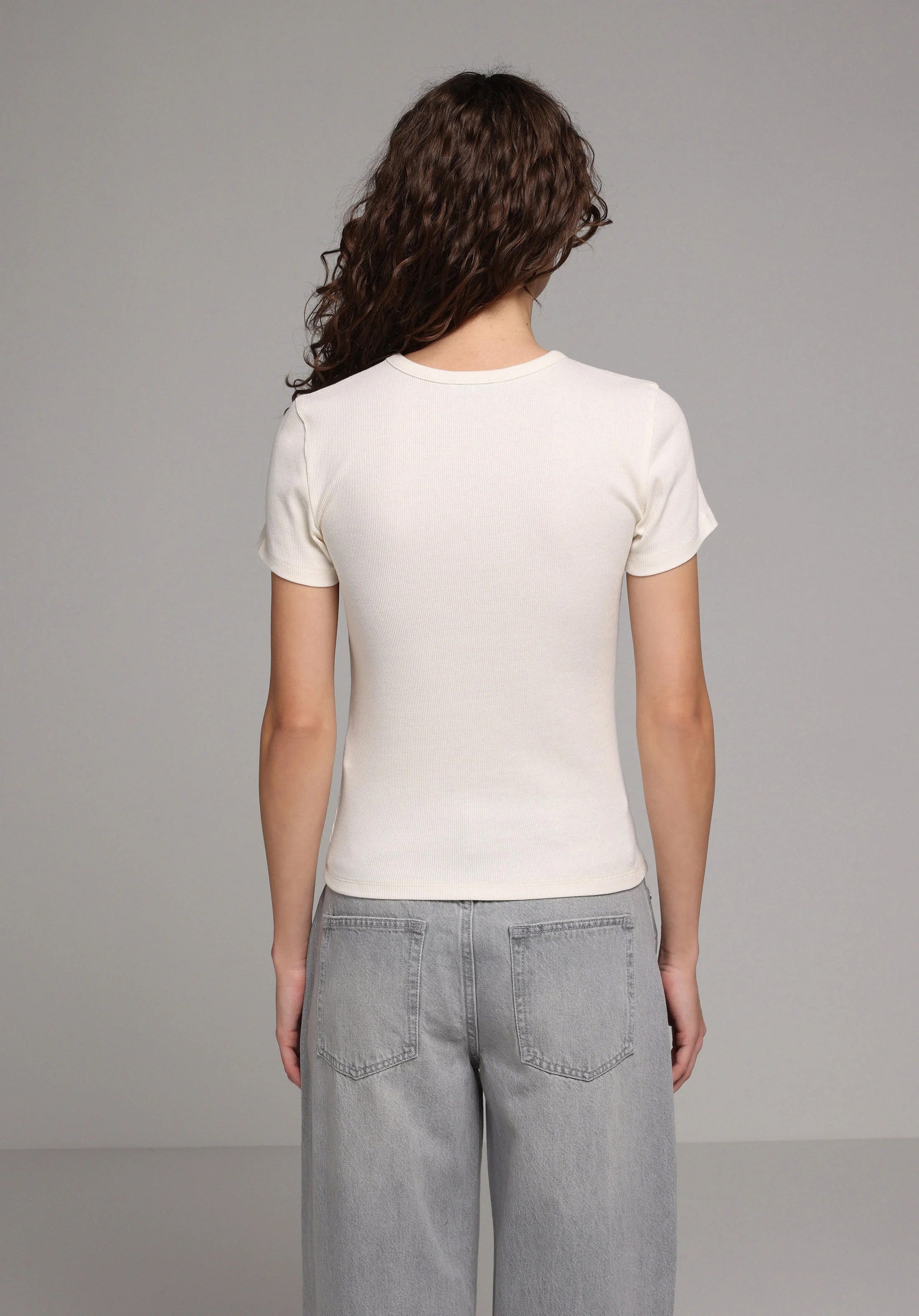 ÖRME KADIN KISA KOL T-SHIRT Slim Fit