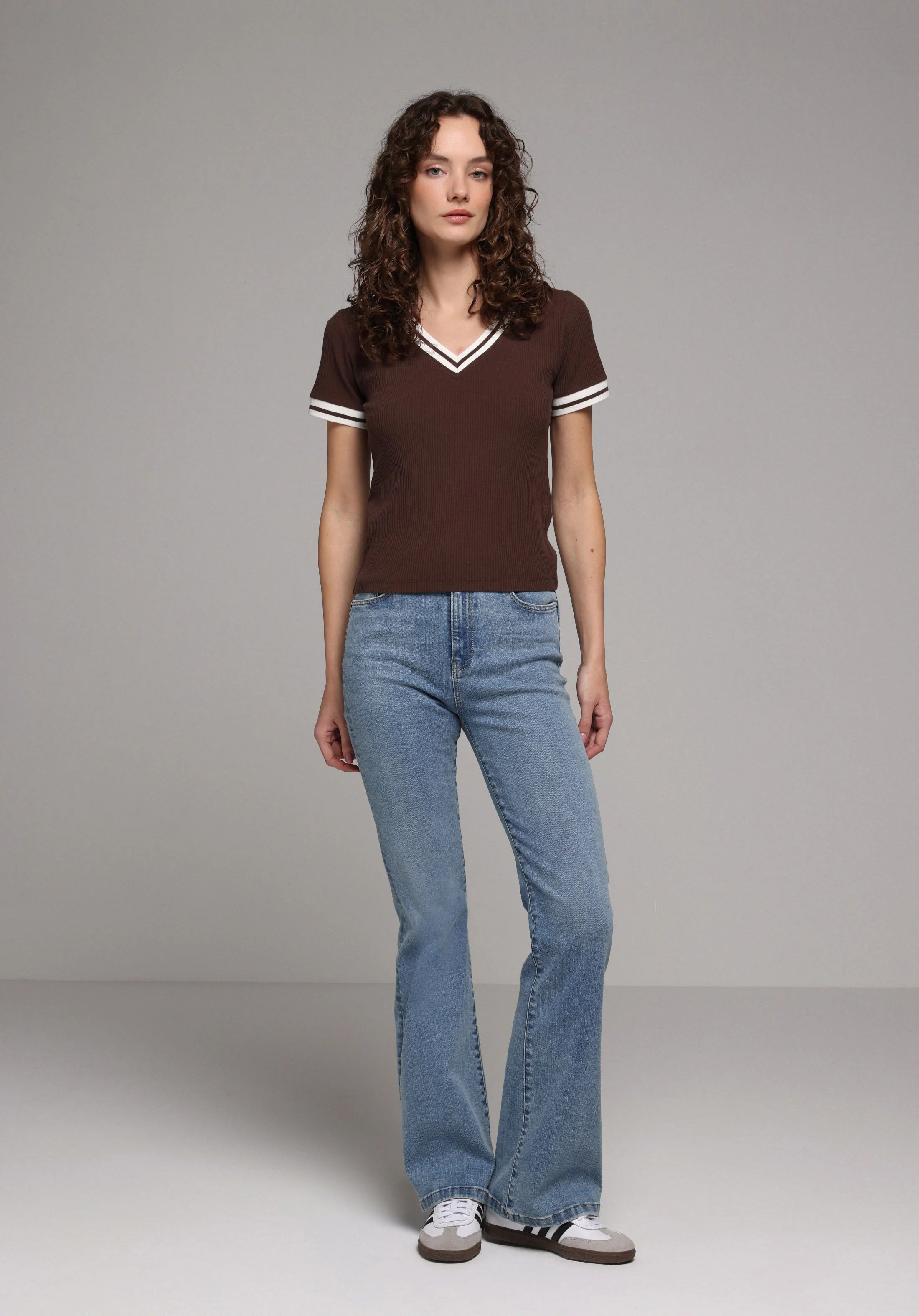 ÖRME KADIN KISA KOL T-SHIRT Slim Fit