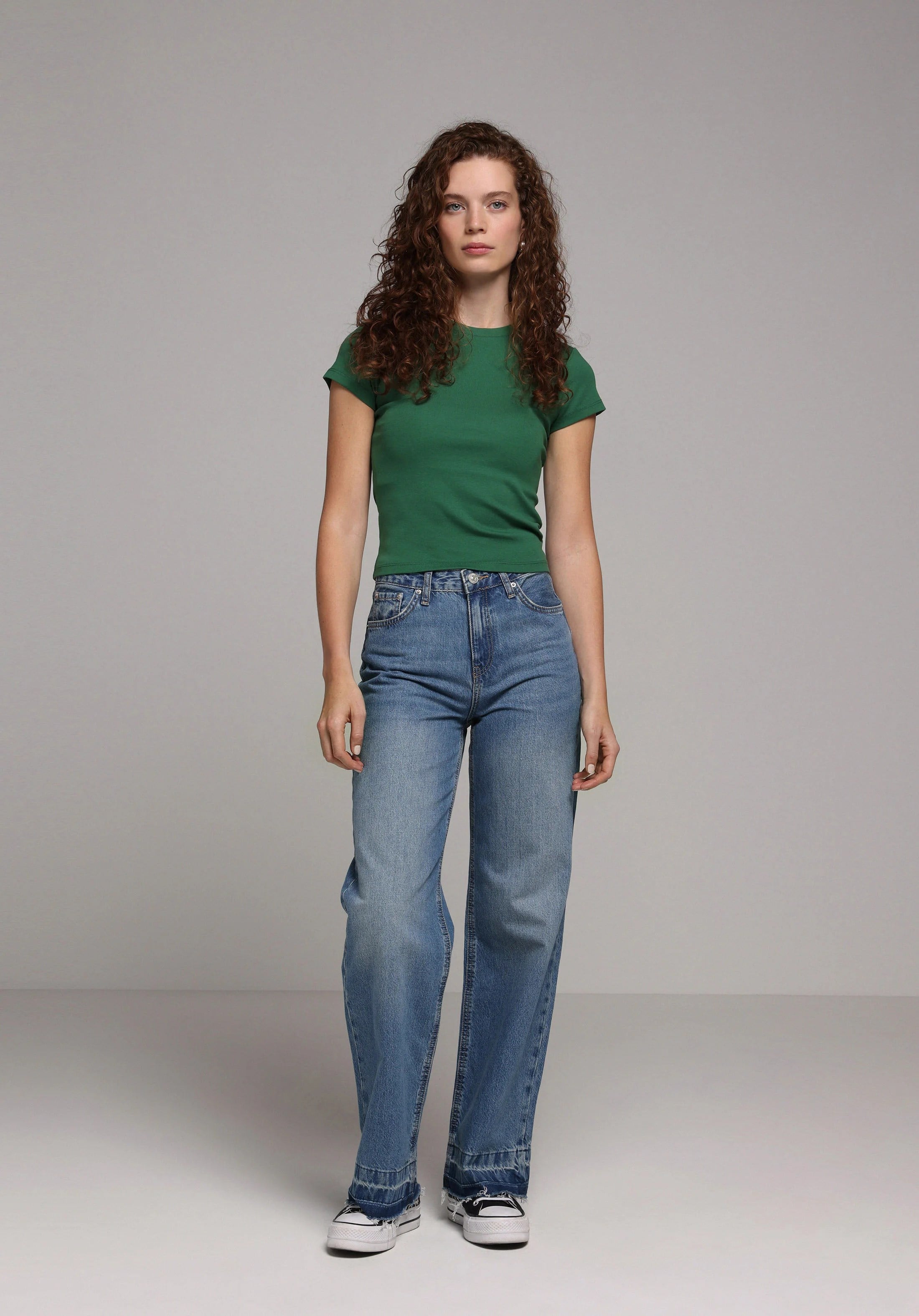 ÖRME KADIN KISA KOL T-SHIRT Slim Fit