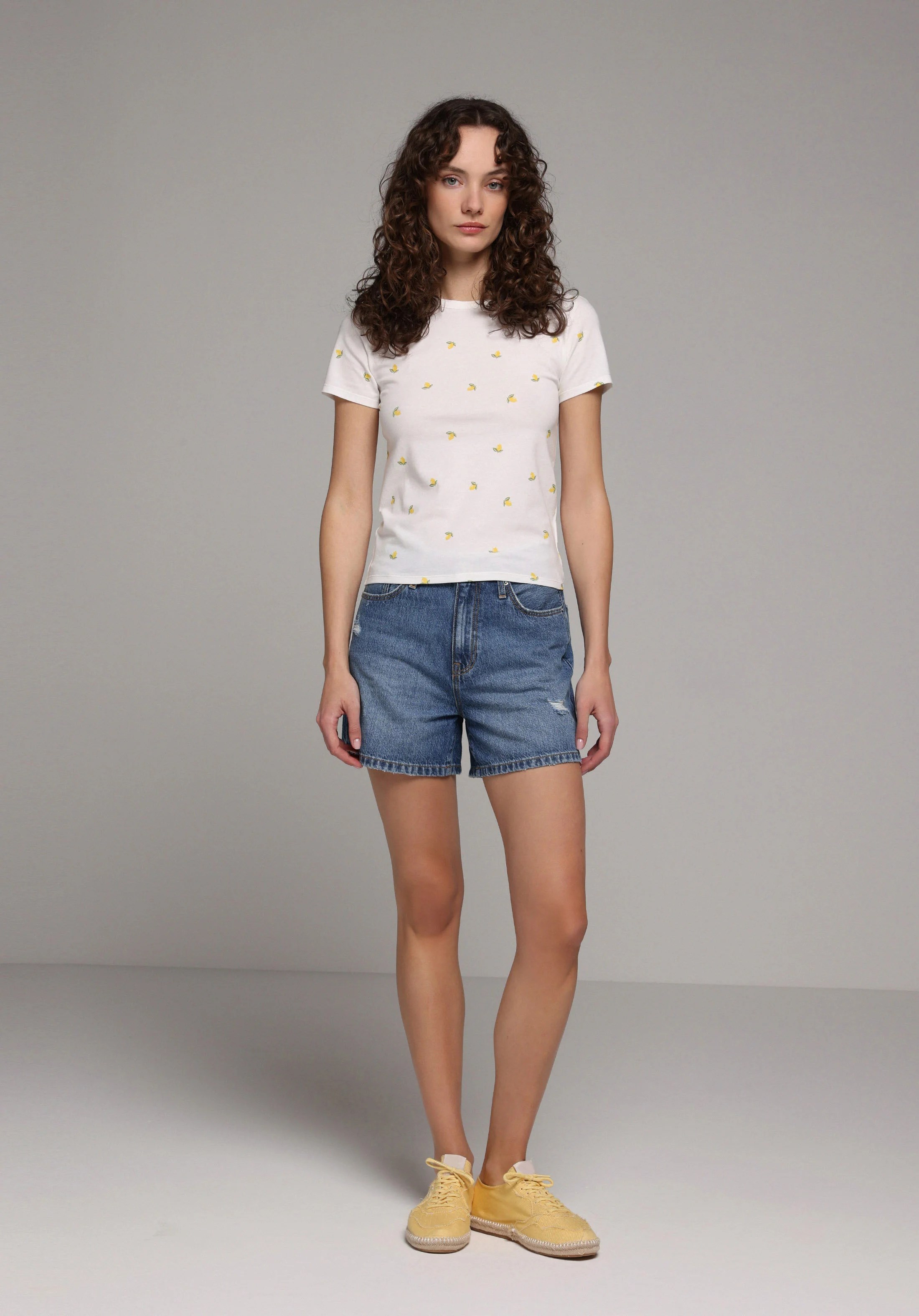 ÖRME KADIN KISA KOL T-SHIRT Slim Fit