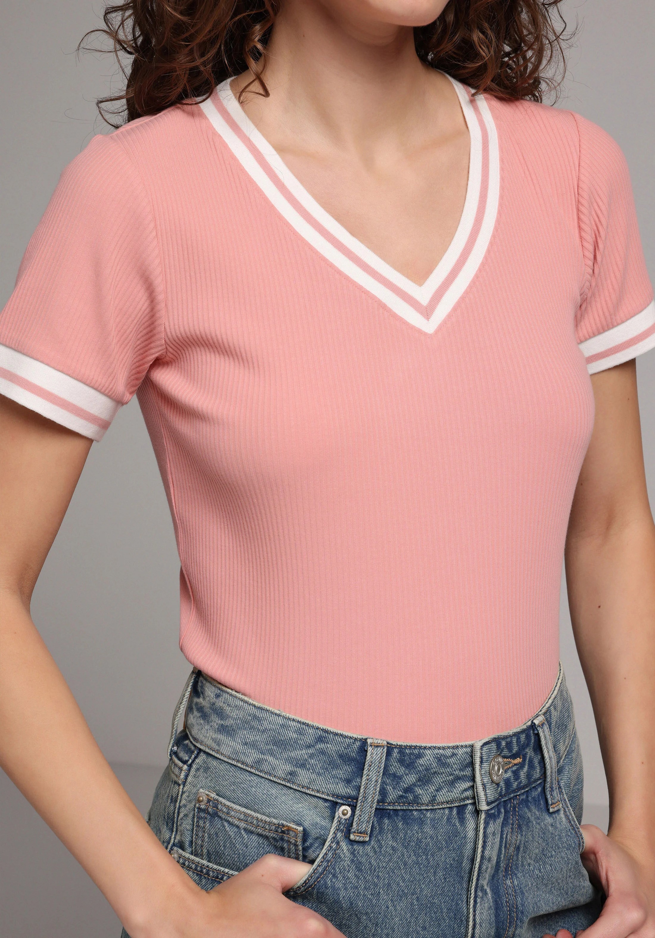 ÖRME KADIN KISA KOL T-SHIRT Slim Fit