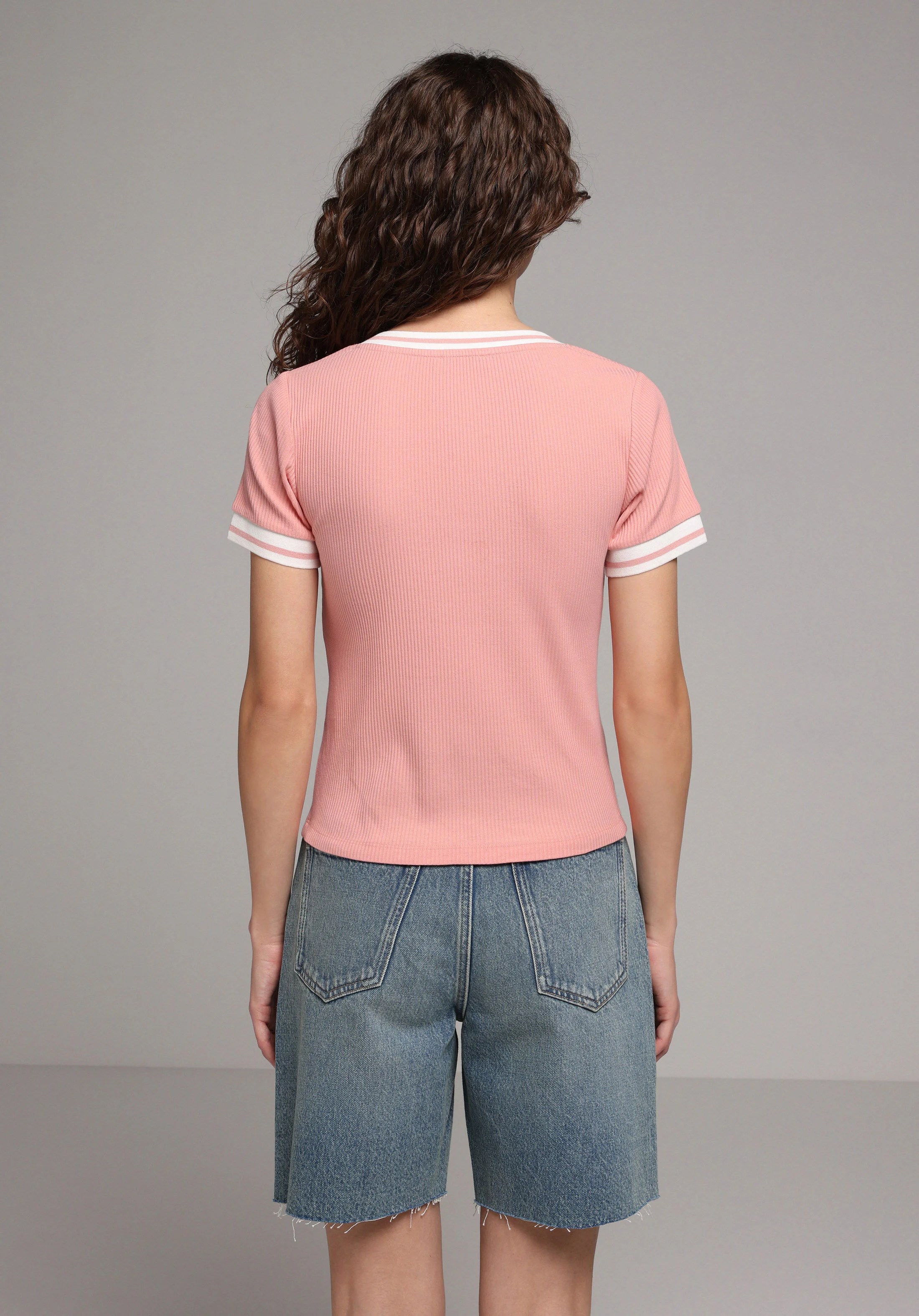 ÖRME KADIN KISA KOL T-SHIRT Slim Fit