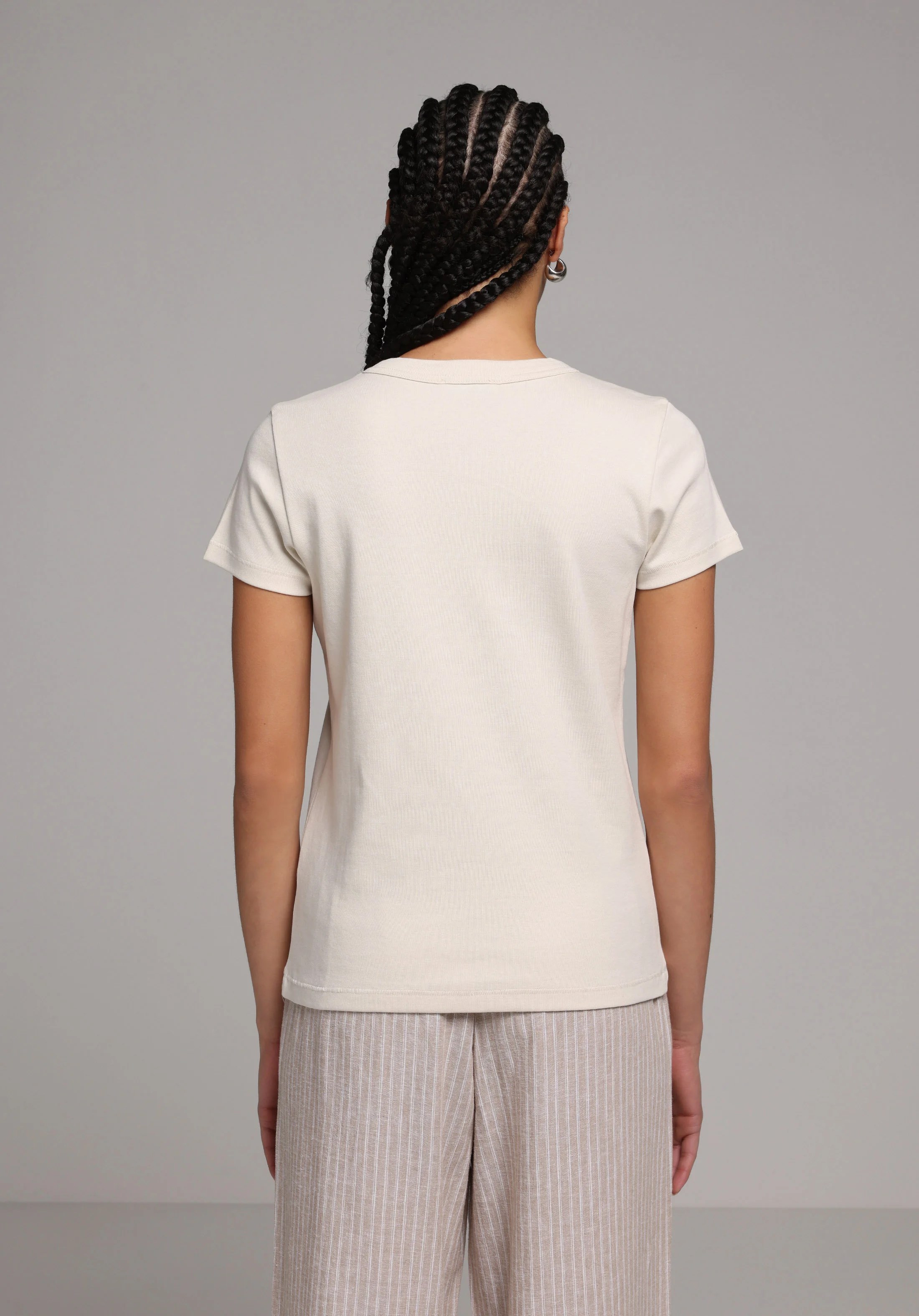 ÖRME KADIN KISA KOL T-SHIRT Slim Fit