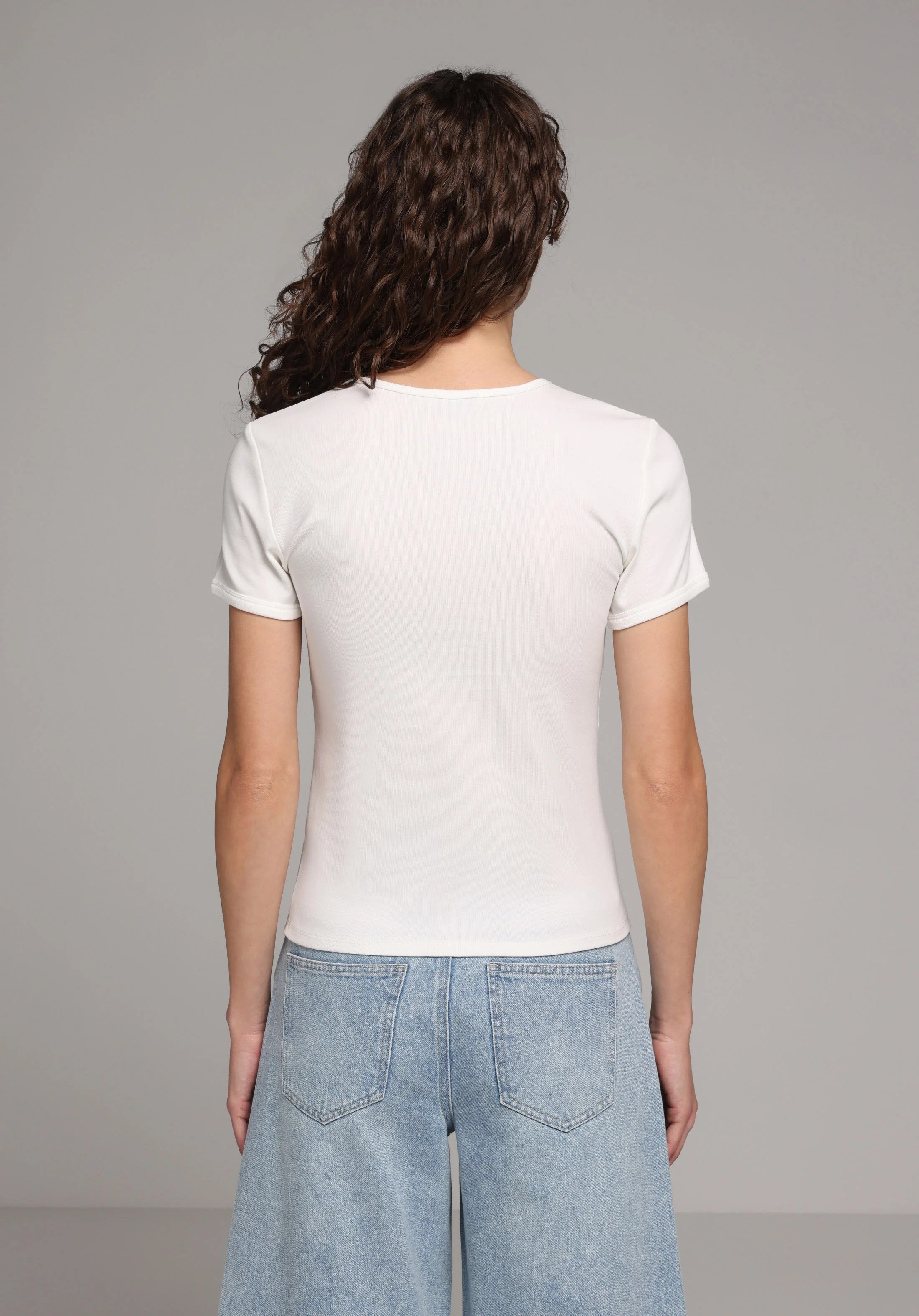 ÖRME KADIN KISA KOL T-SHIRT Slim Fit