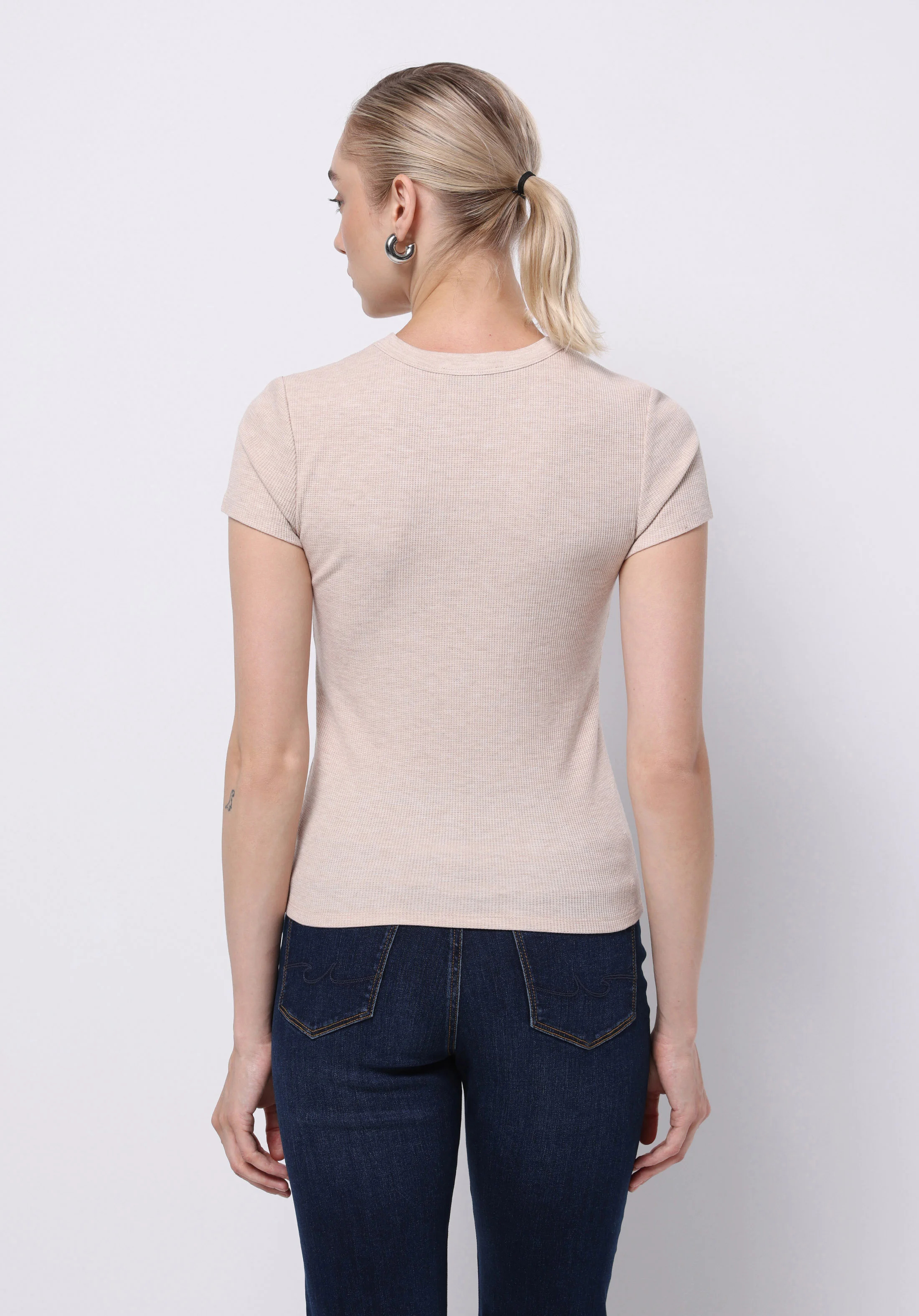 ÖRME KADIN KISA KOL T-SHIRT Slim Fit