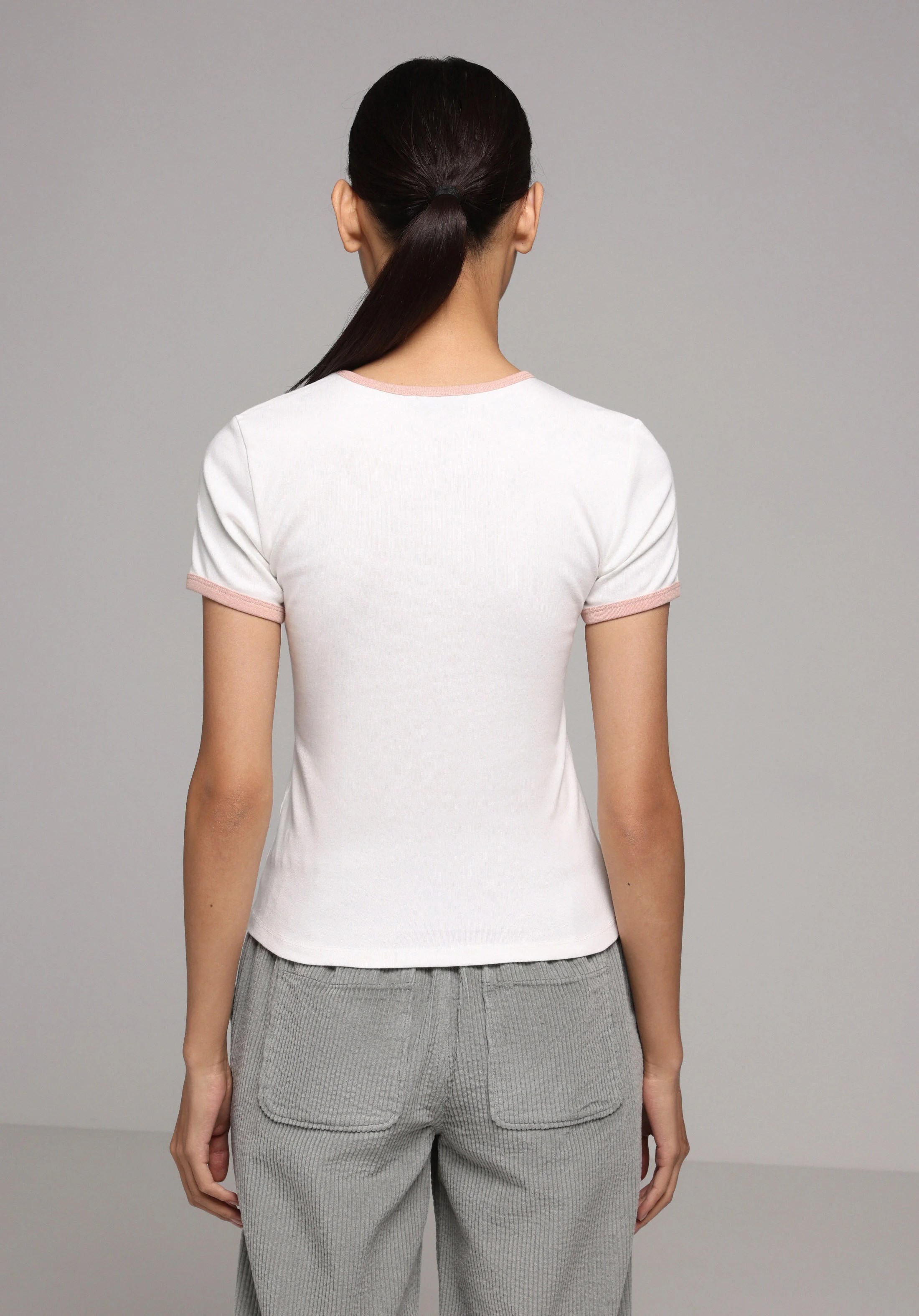 ÖRME KADIN KISA KOL T-SHIRT Slim Fit