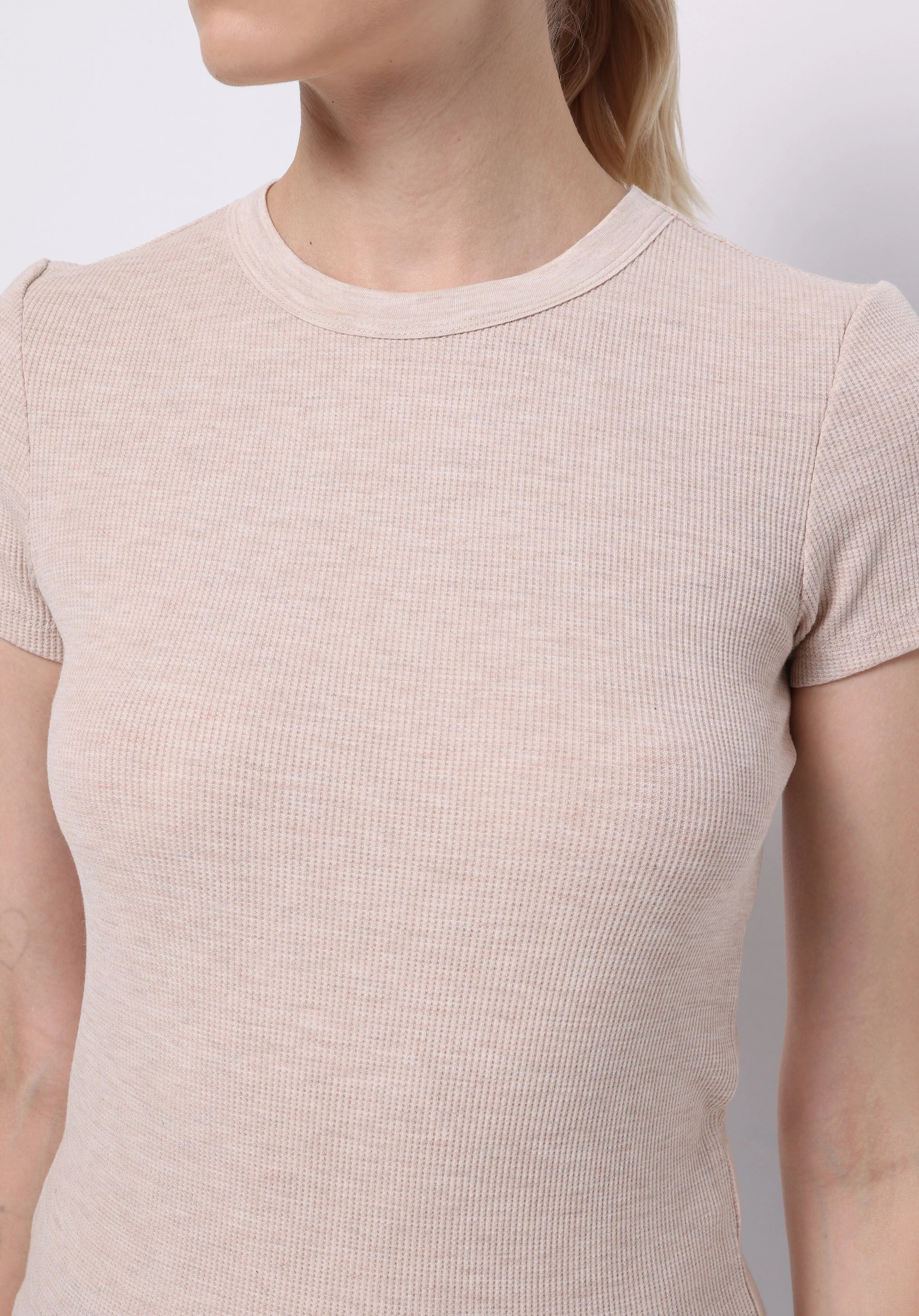 ÖRME KADIN KISA KOL T-SHIRT Slim Fit