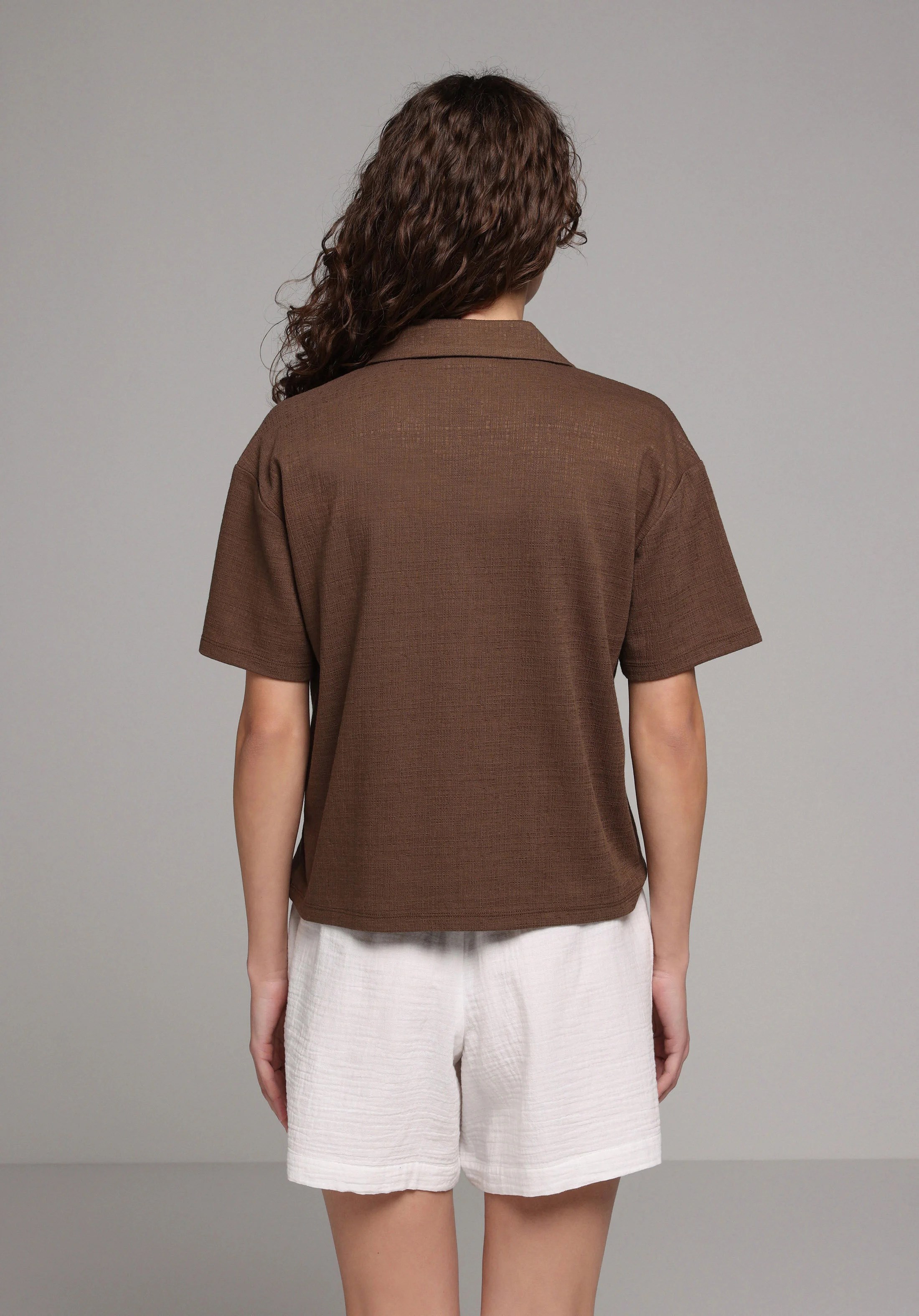 ÖRME KADIN YAKALI KISA KOL T-SHIRT Regular Fit