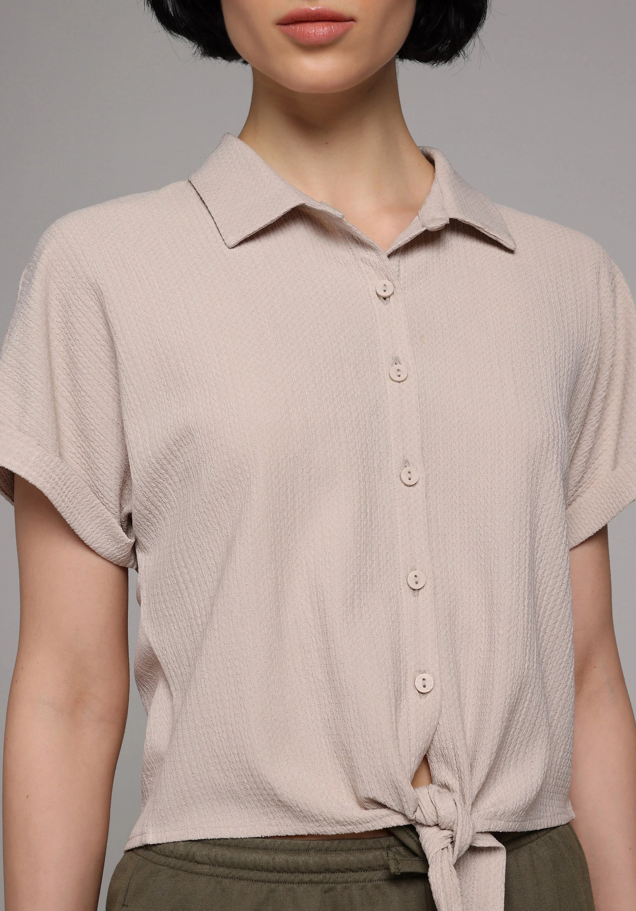 ÖRME KADIN YAKALI KISA KOL T-SHIRT Regular Fit