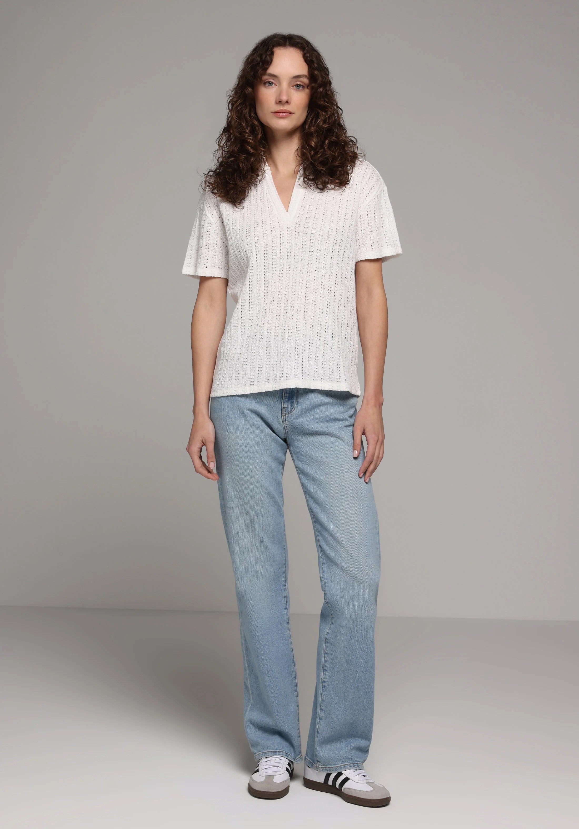 ÖRME KADIN YAKALI KISA KOL T-SHIRT Regular Fit