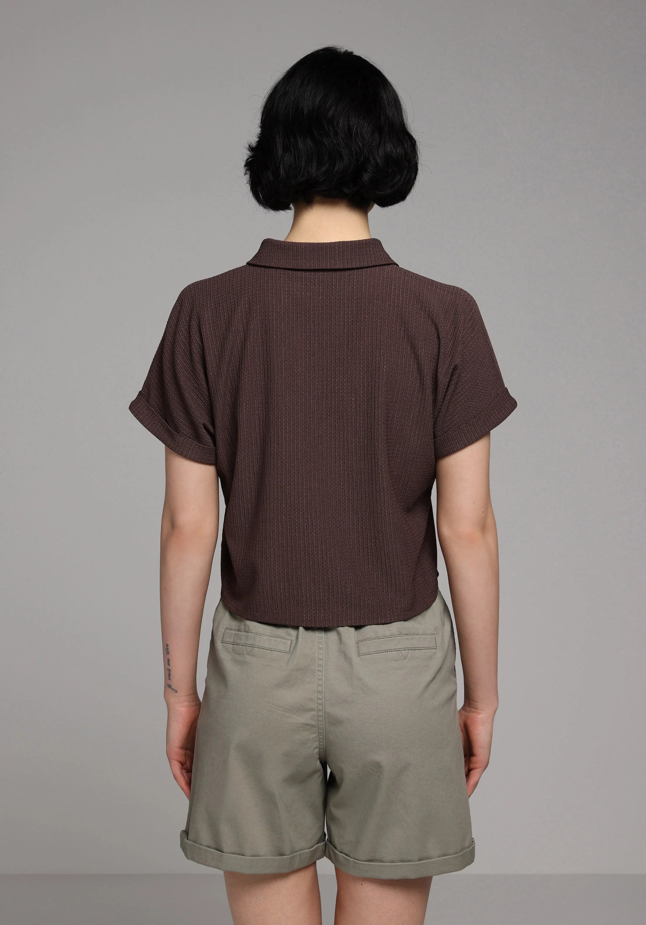 ÖRME KADIN YAKALI KISA KOL T-SHIRT Regular Fit