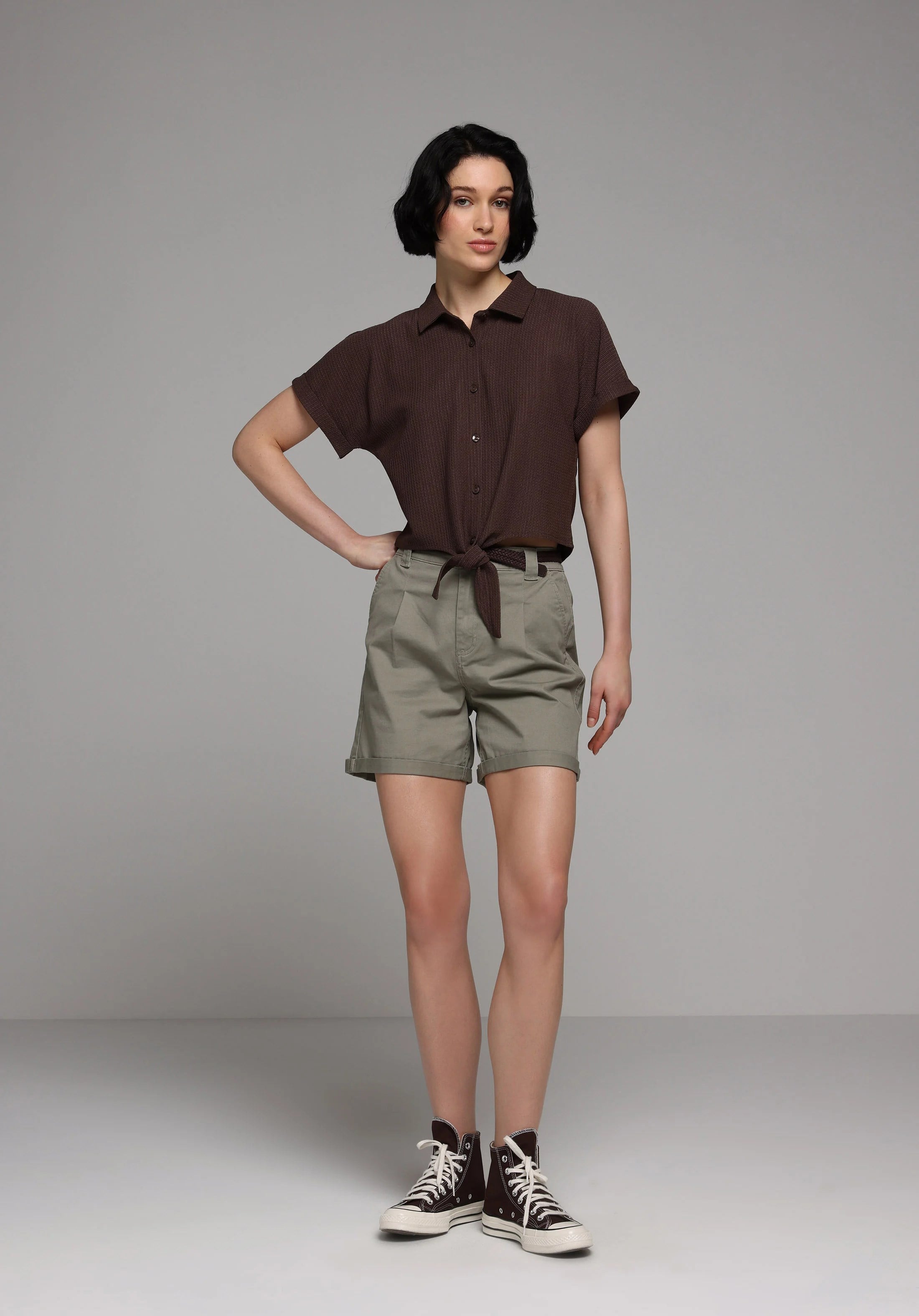 ÖRME KADIN YAKALI KISA KOL T-SHIRT Regular Fit