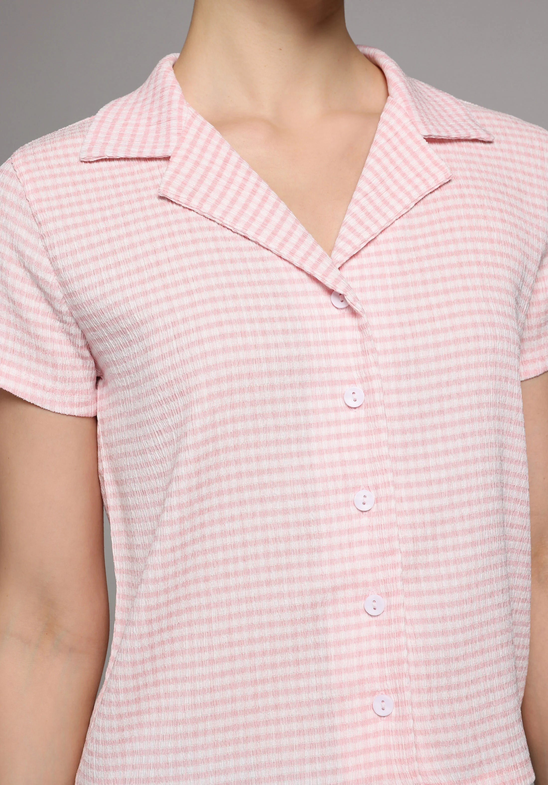 ÖRME KADIN YAKALI KISA KOL T-SHIRT Slim Fit