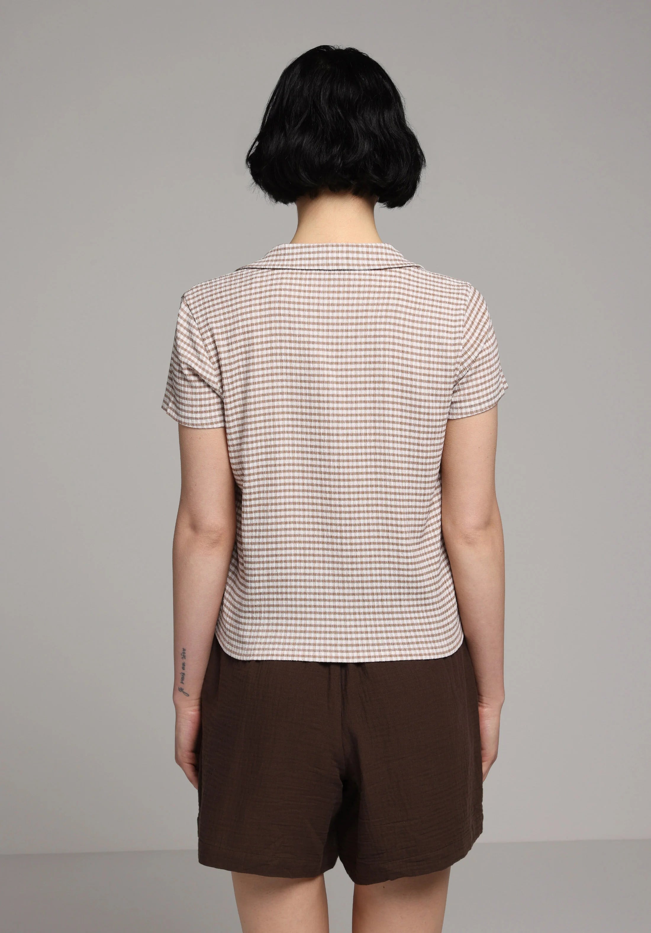 ÖRME KADIN YAKALI KISA KOL T-SHIRT Slim Fit