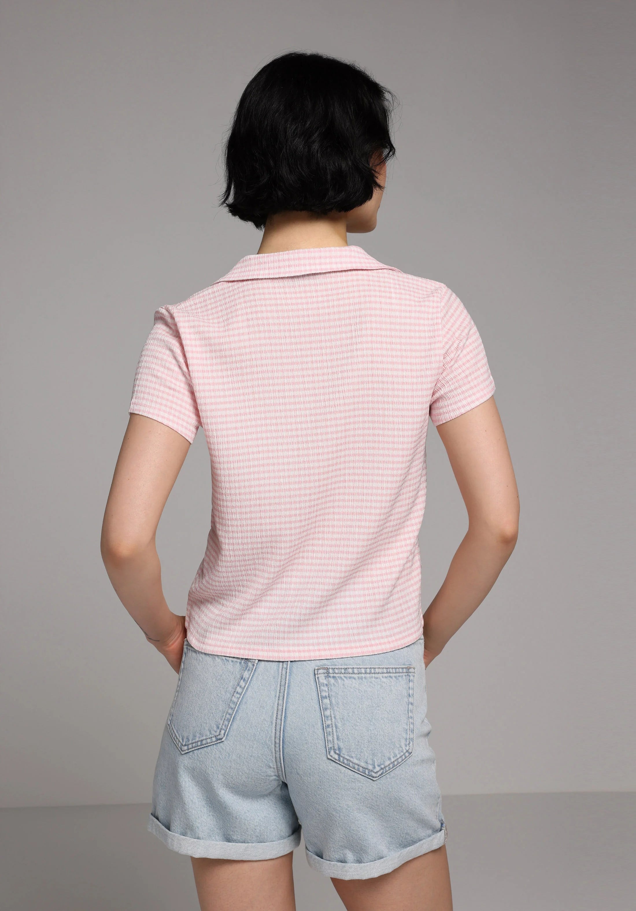ÖRME KADIN YAKALI KISA KOL T-SHIRT Slim Fit