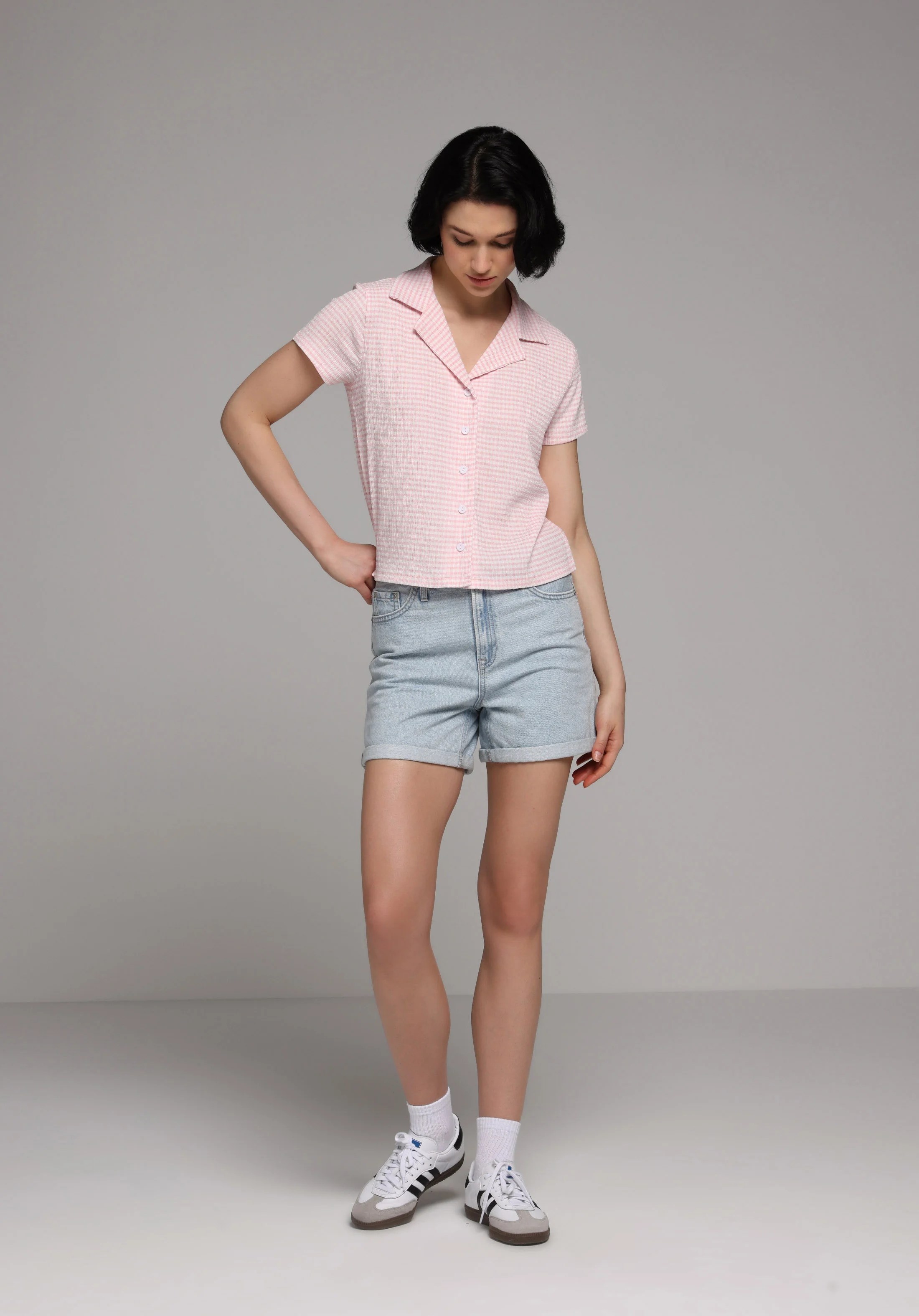 ÖRME KADIN YAKALI KISA KOL T-SHIRT Slim Fit