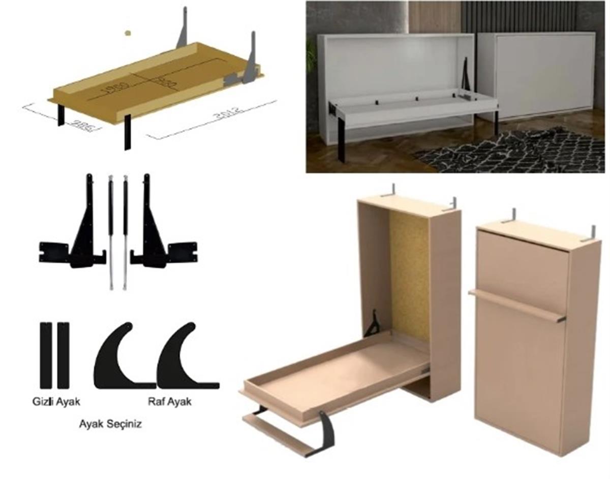 AHŞAP KASALI DUVAR YATAĞI VE AYAK MEKANİZMA
