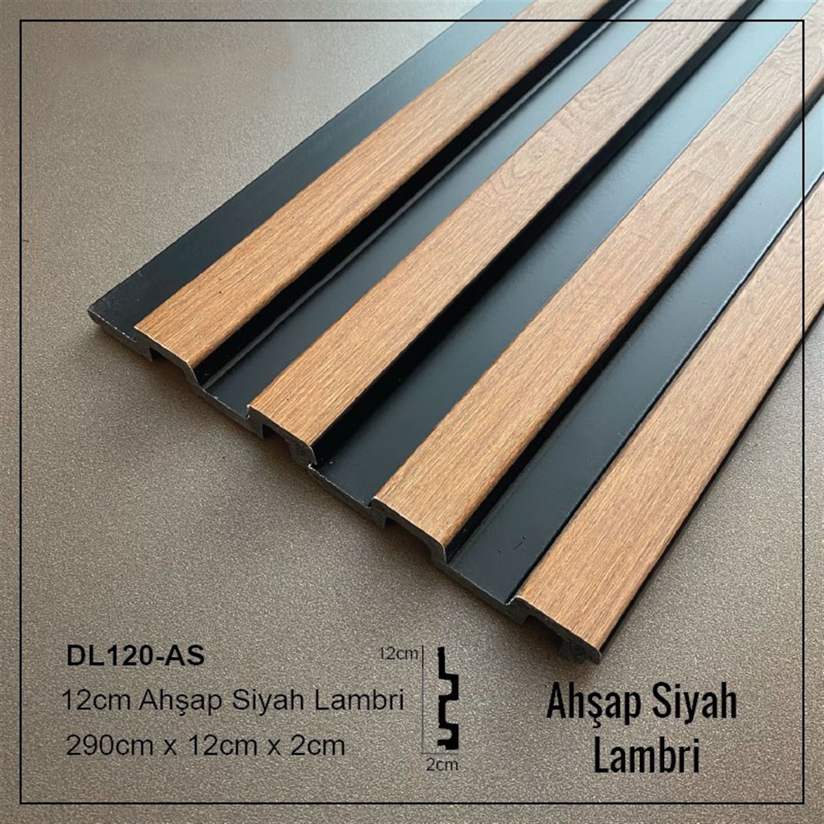 DL120-AS Siyah Ahşap Lambri