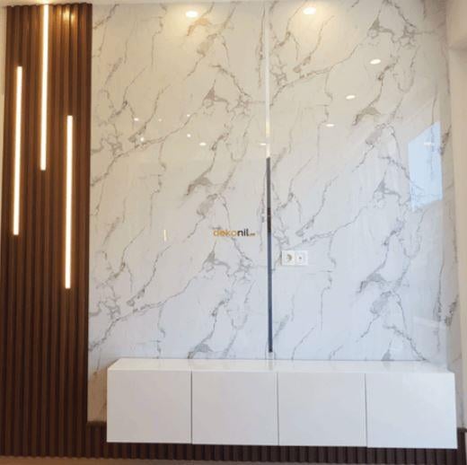 PVC-BM Beyaz (Bianco Carrara) Mermer Desenli Panel 