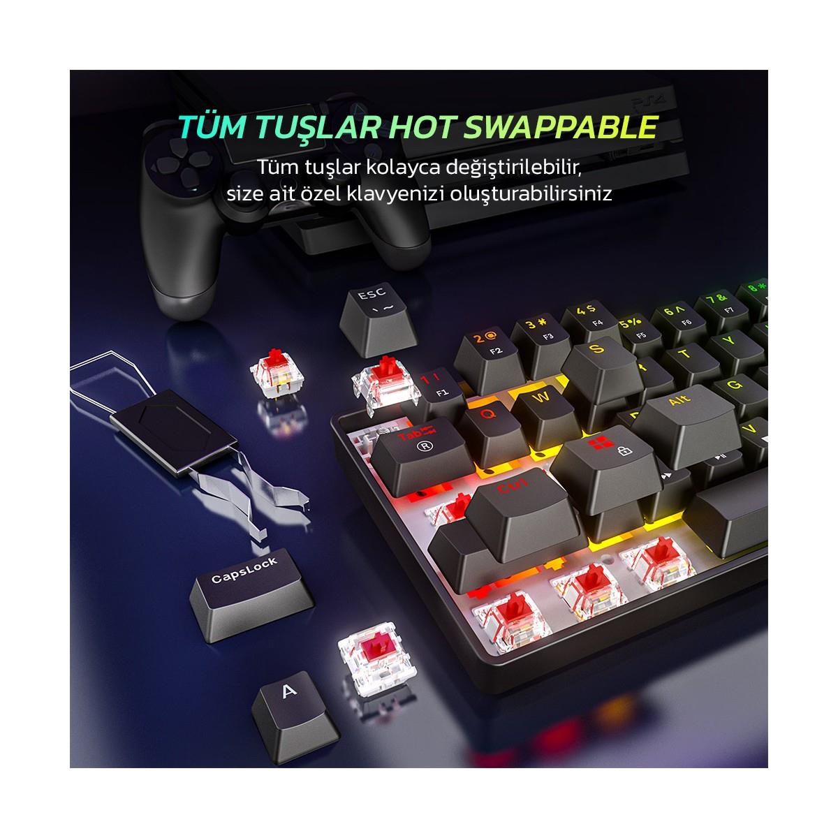 Ampligame Gk1 Rgb Red Switch Mekanik Klavye