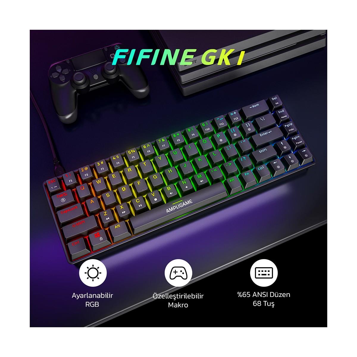 Ampligame Gk1 Rgb Red Switch Mekanik Klavye