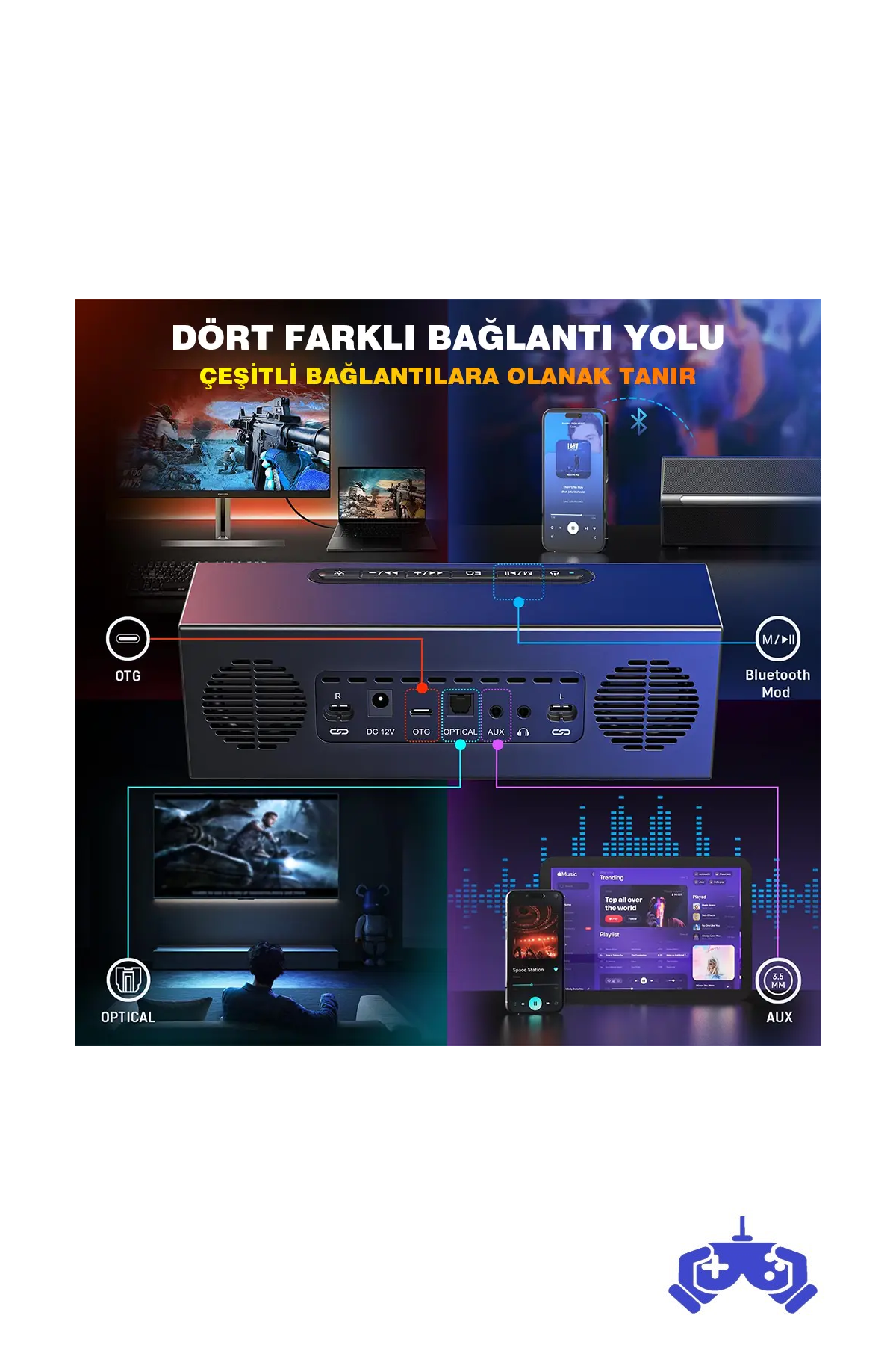 Fifine Ampligame A22 RGB USB 2+1 Bluetooth Gaming Bilgisayar Hoparlörü