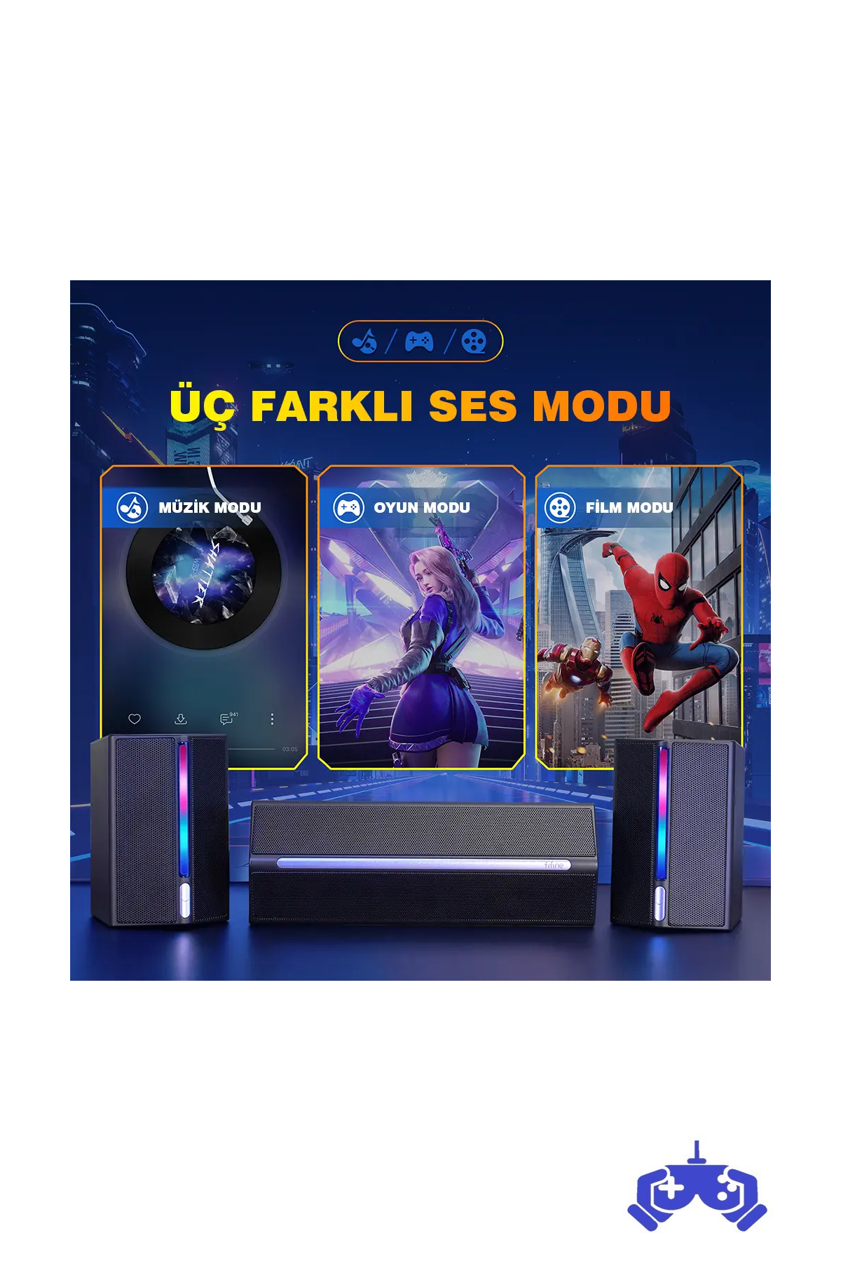 Fifine Ampligame A22 RGB USB 2+1 Bluetooth Gaming Bilgisayar Hoparlörü