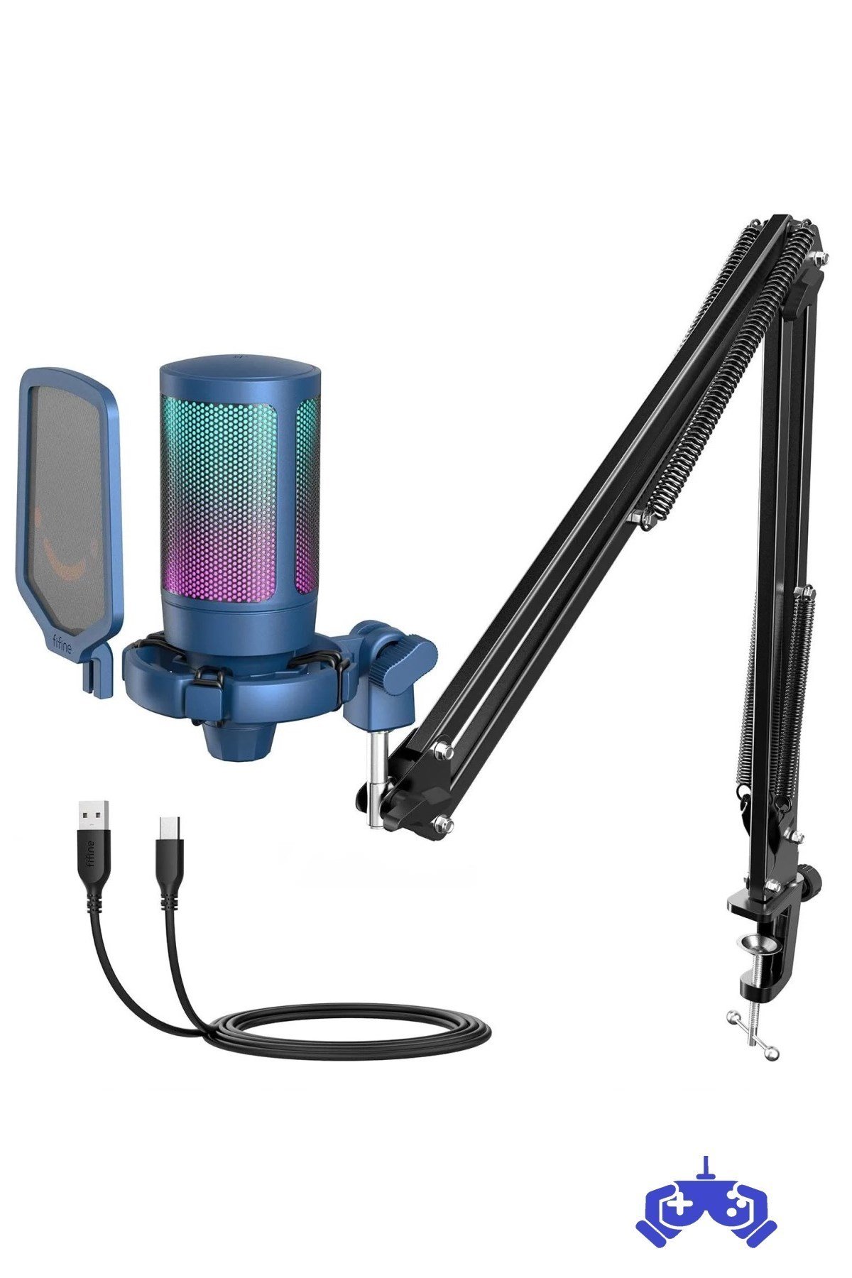 FIFINE AMPLİGAME A6T-B RGB USB MİKROFON MAVİ