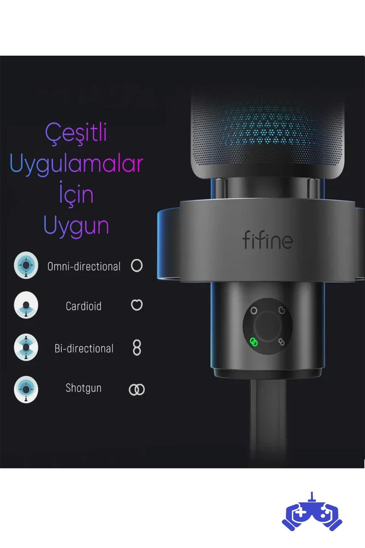 Fifine Ampligame A9 RGB USB Mikrofon Yayıncı ve Oyunculara Özel Bilgisayar Mikrofonu