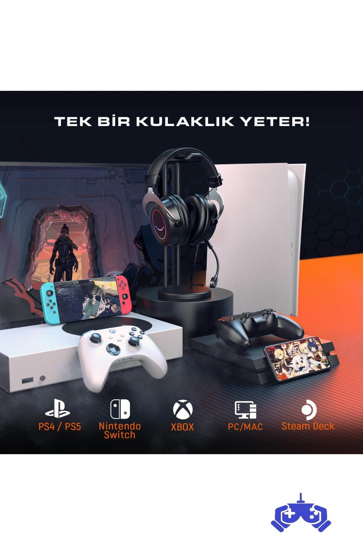 Fifine Ampligame H3 RGB Mikrofonlu Oyuncu Bilgisayar Yayıncı Kulaklığı