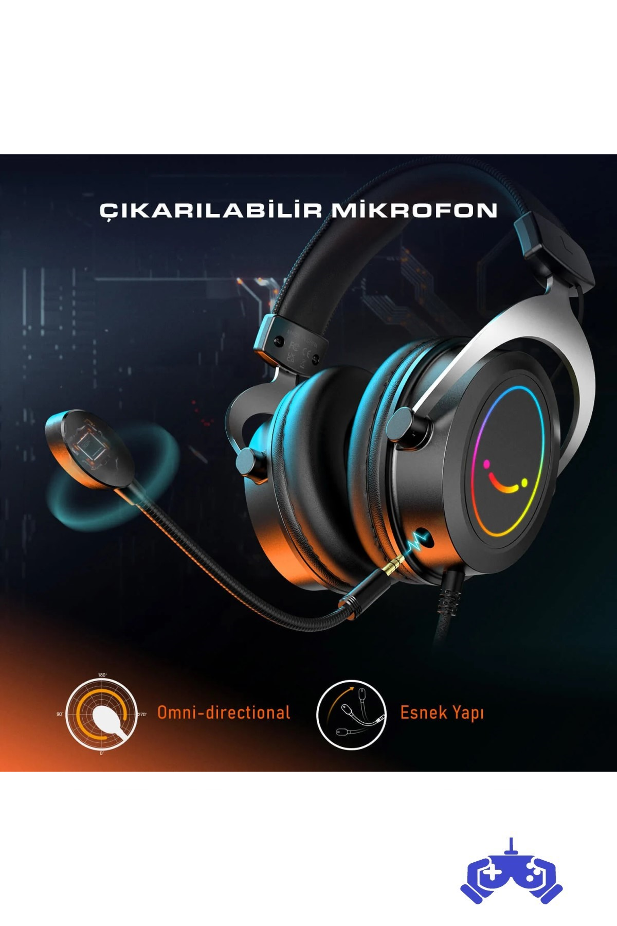 Fifine Ampligame H3 RGB Mikrofonlu Oyuncu Bilgisayar Yayıncı Kulaklığı