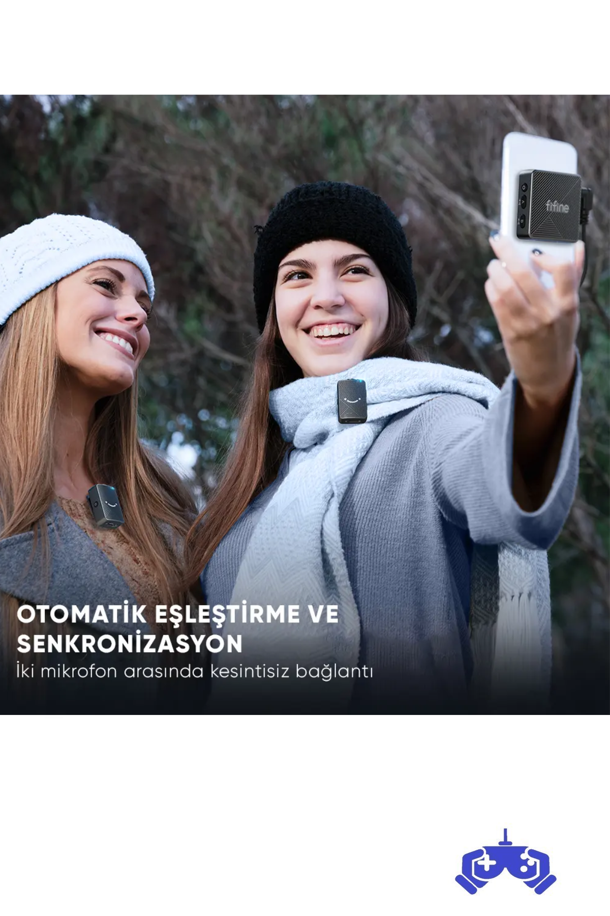 Fifine M9 Kablosuz Yaka Mikrofon Seti - 2 Kişilik Mikrofon Seti
