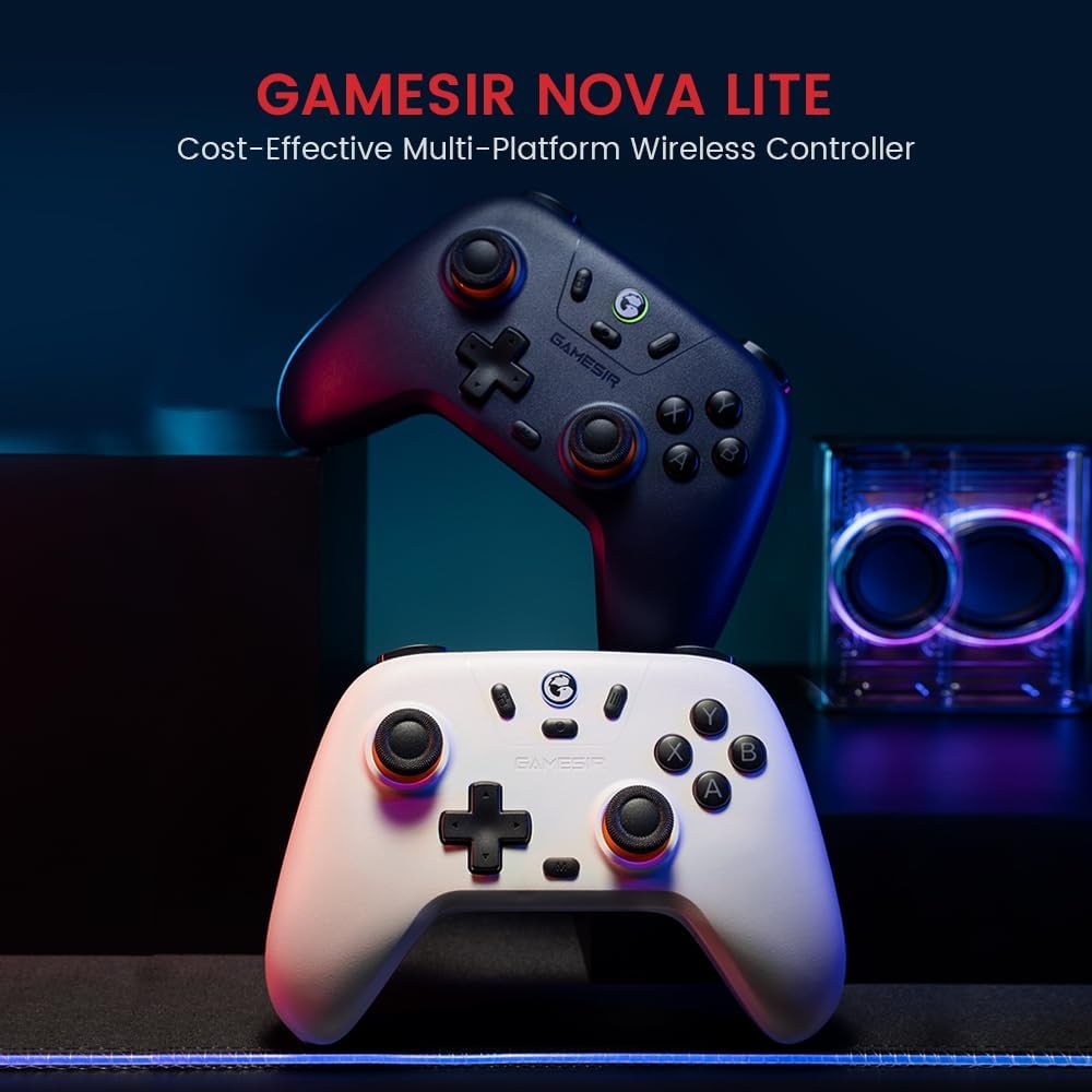 GameSir Nova Lite Çoklu Platform Kablosuz Oyun Kumandası, PC, Steam, Switch, iOS ve Android Uyumlu Hall Effect 20Hz Turbo Siyah