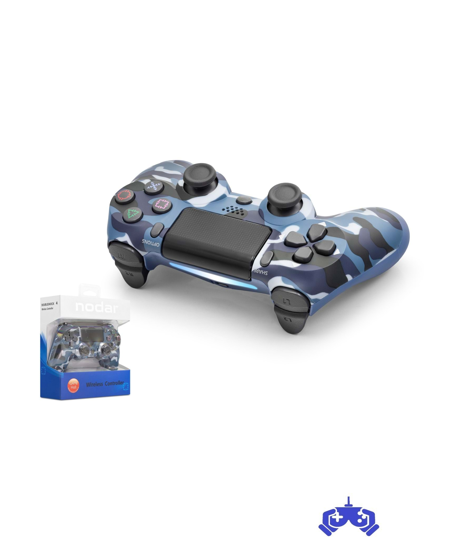 NODAR ND400M Bluetooth GamePad Oyun Kolu PS4 Uyumlu DoubleShock 4 Mavi Kamuflaj