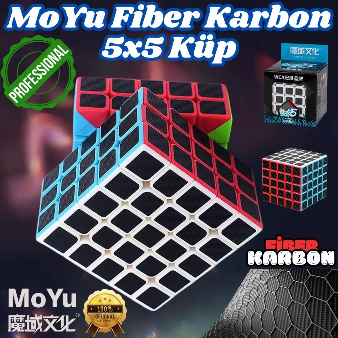 Orijinal MoYu Fiber Karbon 5x5 Küp - Moyu Speed Cube - Moyu Fiber Karbon 5x5 Zeka Küpü Rubik Küp