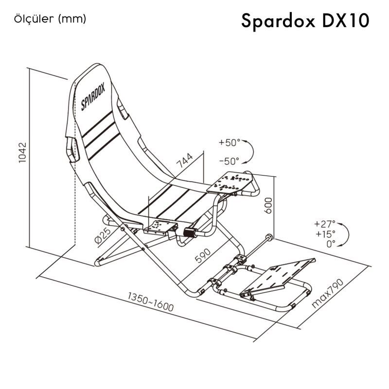 Spardox DX10 Katlanabilir Yarış Simülatörü Kokpiti