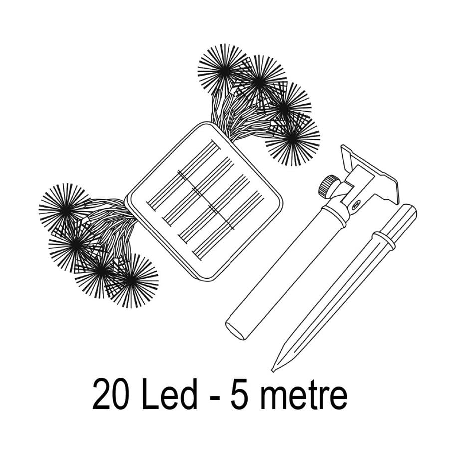 Bahçe Aydınlatma Ürünleri  20W Solar 7 Mod 5 Metre Işık Zinciri