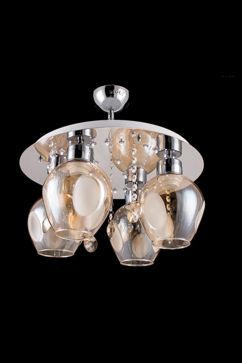 Sarkıt Avize  4'Lü E27 Duy Krom Renk Metal Bal camlı Led Tepsili Sarkıt Avize