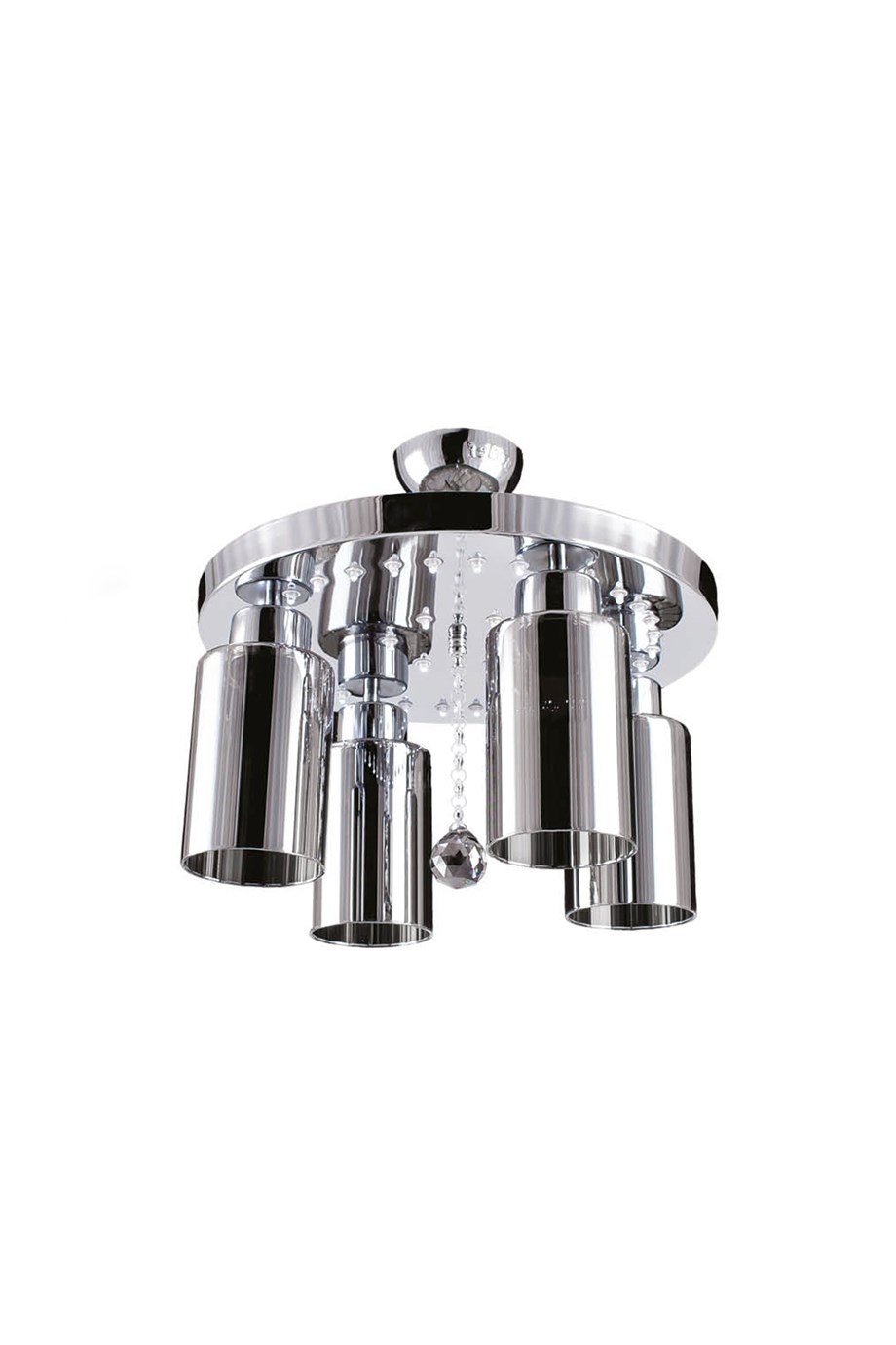 Sarkıt Avize  4'Lü E27 Duy Krom Renk Metal Füme camlı Led Tepsili Sarkıt Avize