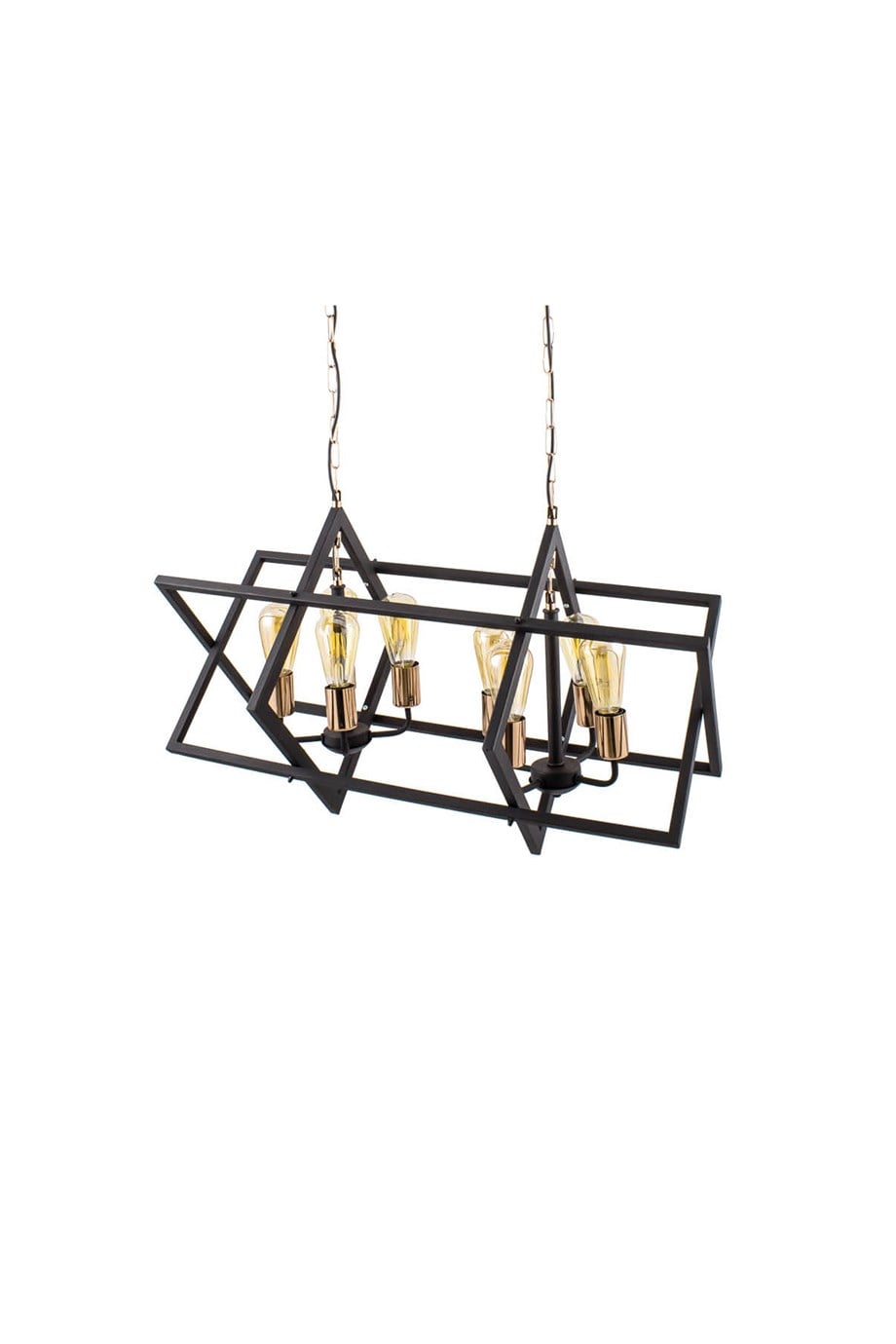 Retro Avize  4'Lü E27 Duy Siyah / Gold Renk Metal Sarkıt Avize