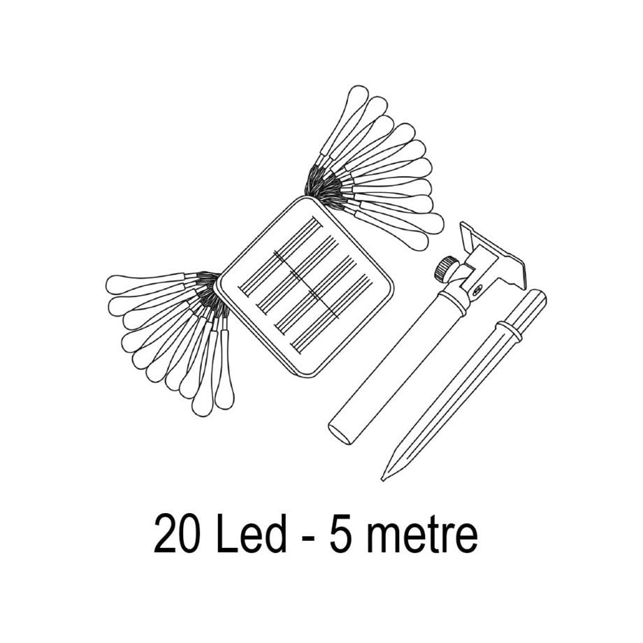 Bahçe Aydınlatma Ürünleri  5 Metre 20W Solar 7 Mod Işık Zinciri